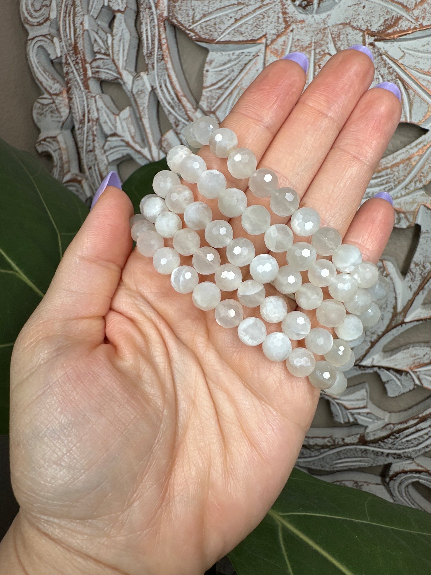 Facetes Moonstone Beaded Bracelet (8mm)