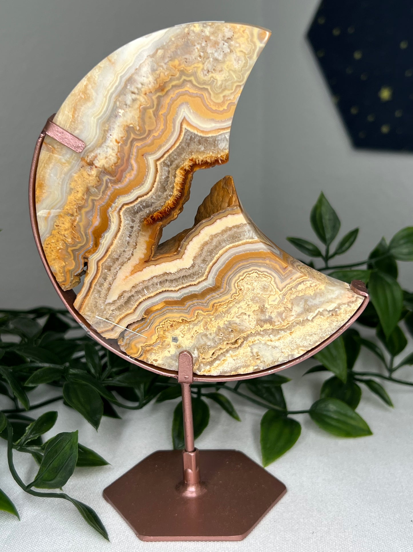 Yellow Crazy Lace Agate Moon