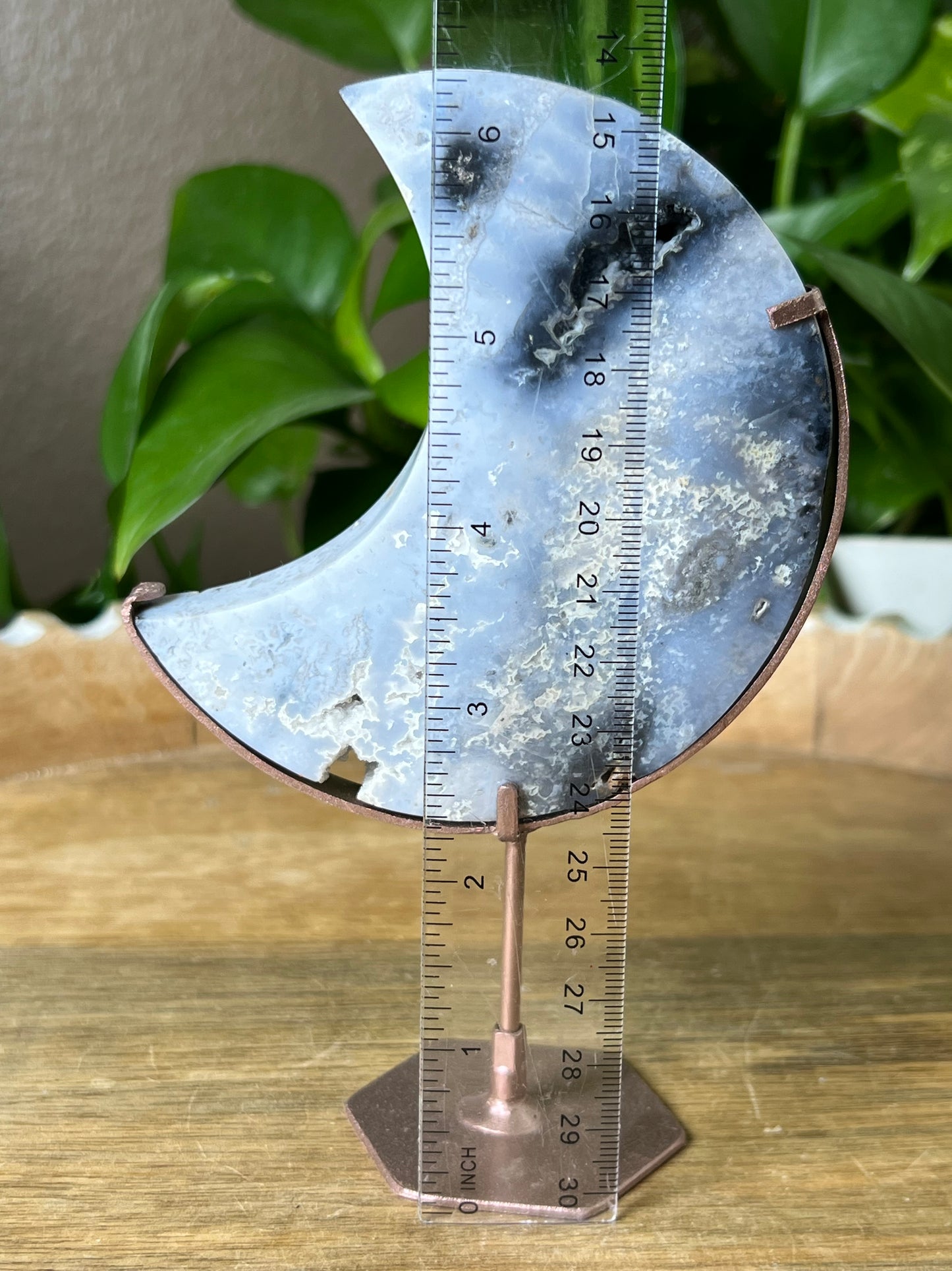 Blue Plume Agate Moon