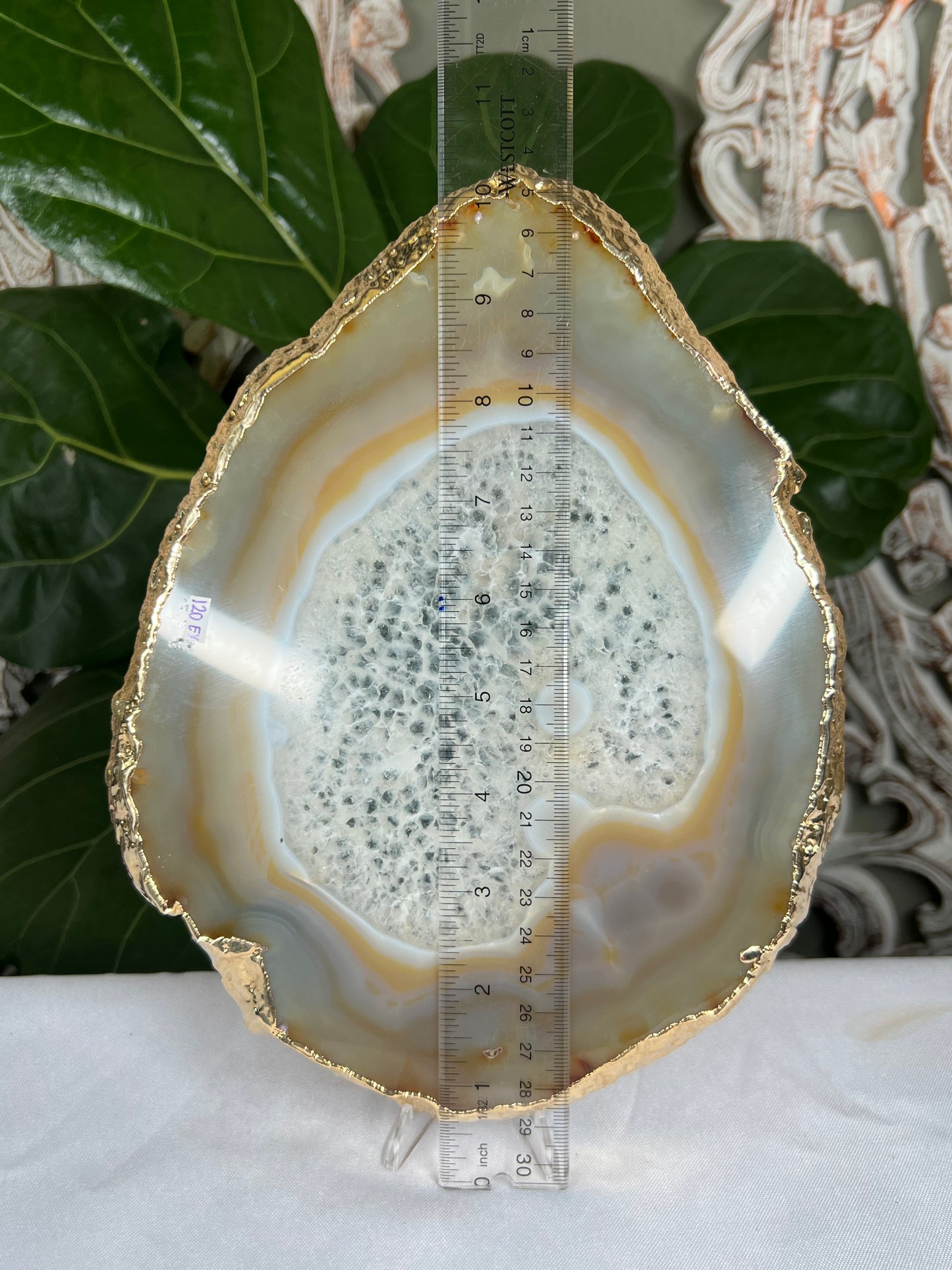 Brazilian druzy agate electroplated gold