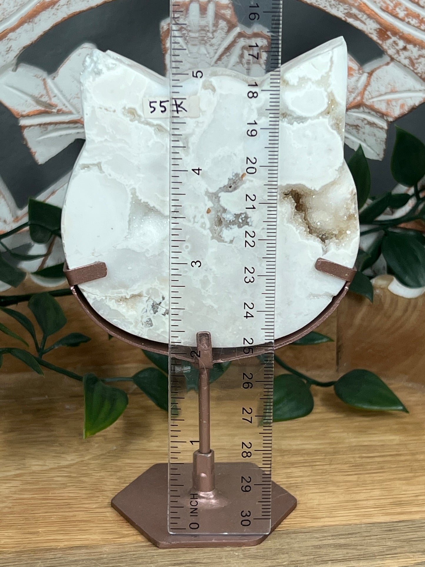 White Plume Agate Cat Head