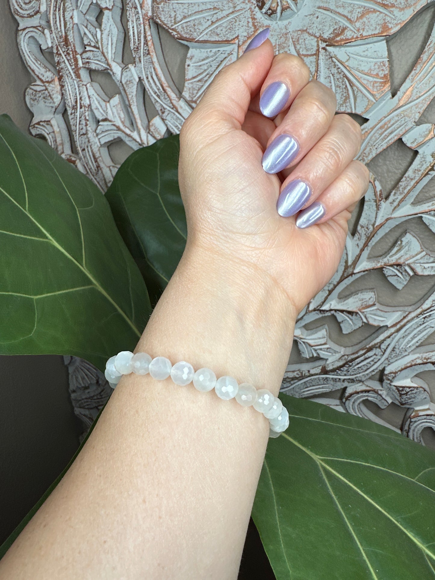 Facetes Moonstone Beaded Bracelet (8mm)