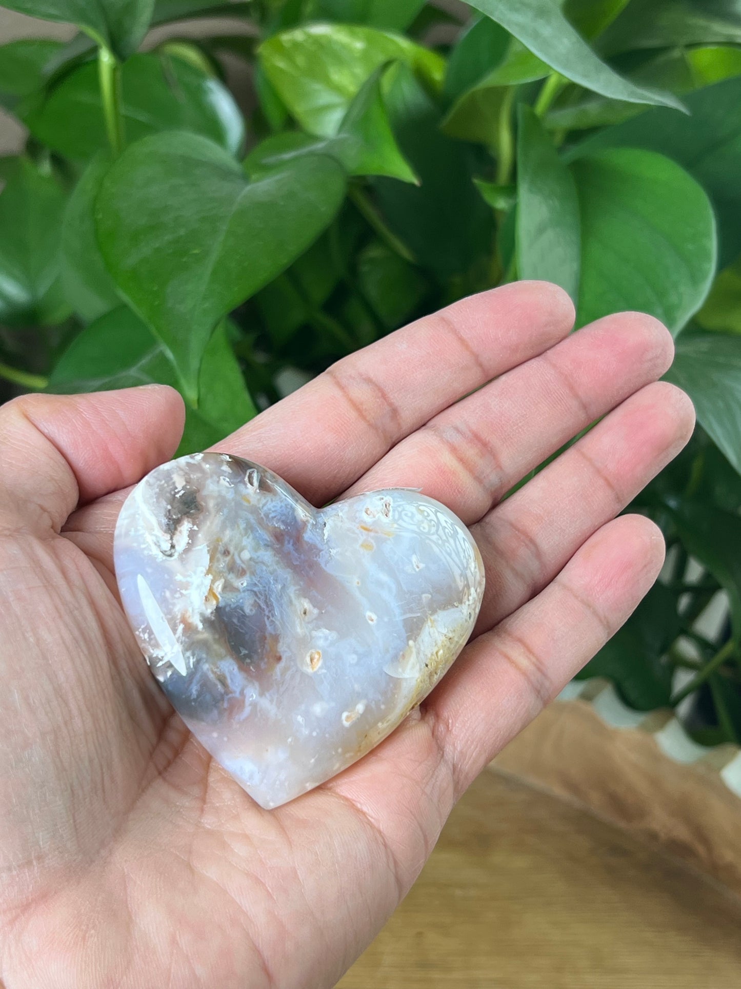 Rainbow Plume Agate Heart