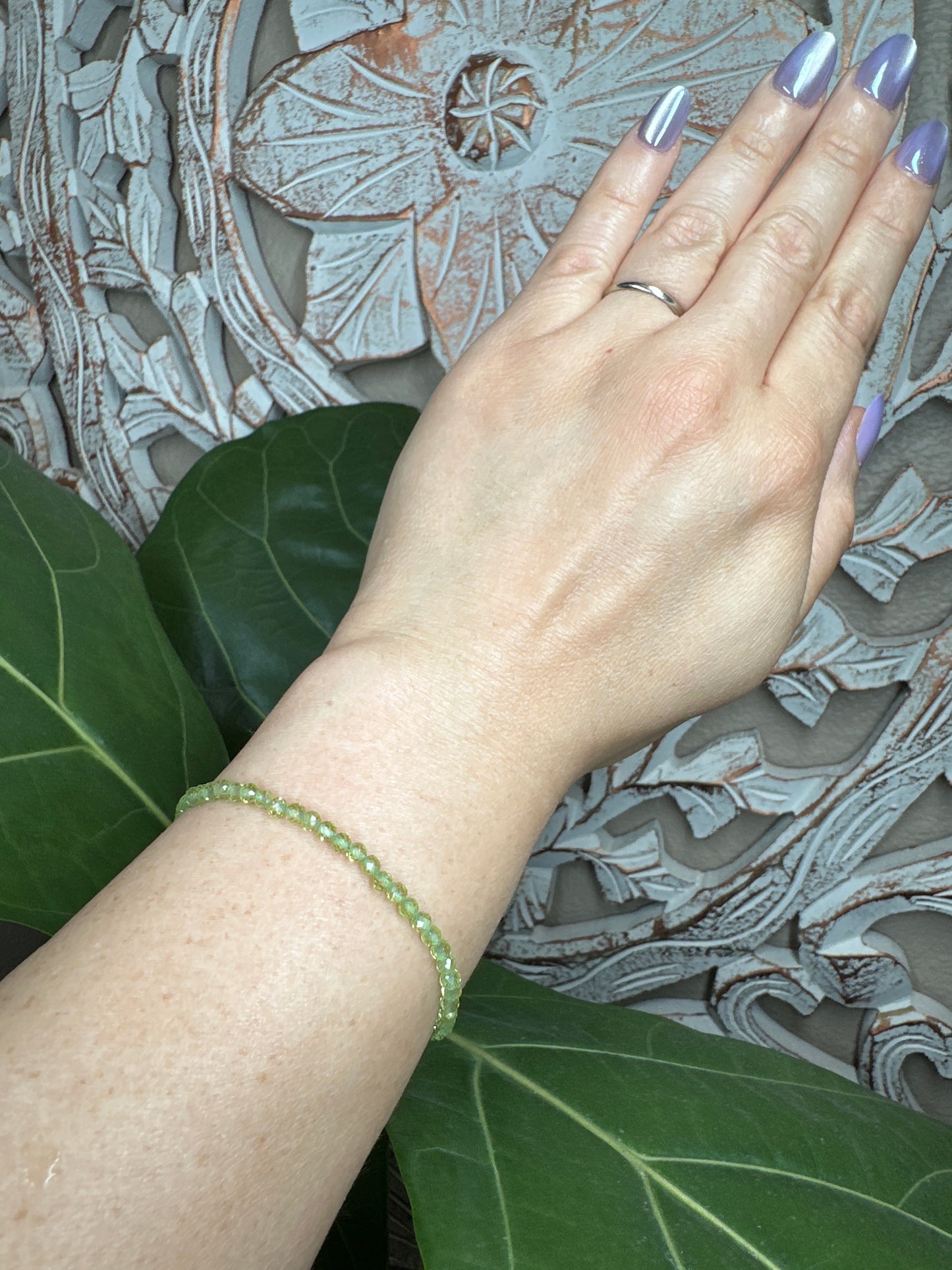 Faceted Peridot Beaded Bracelet (3mm)