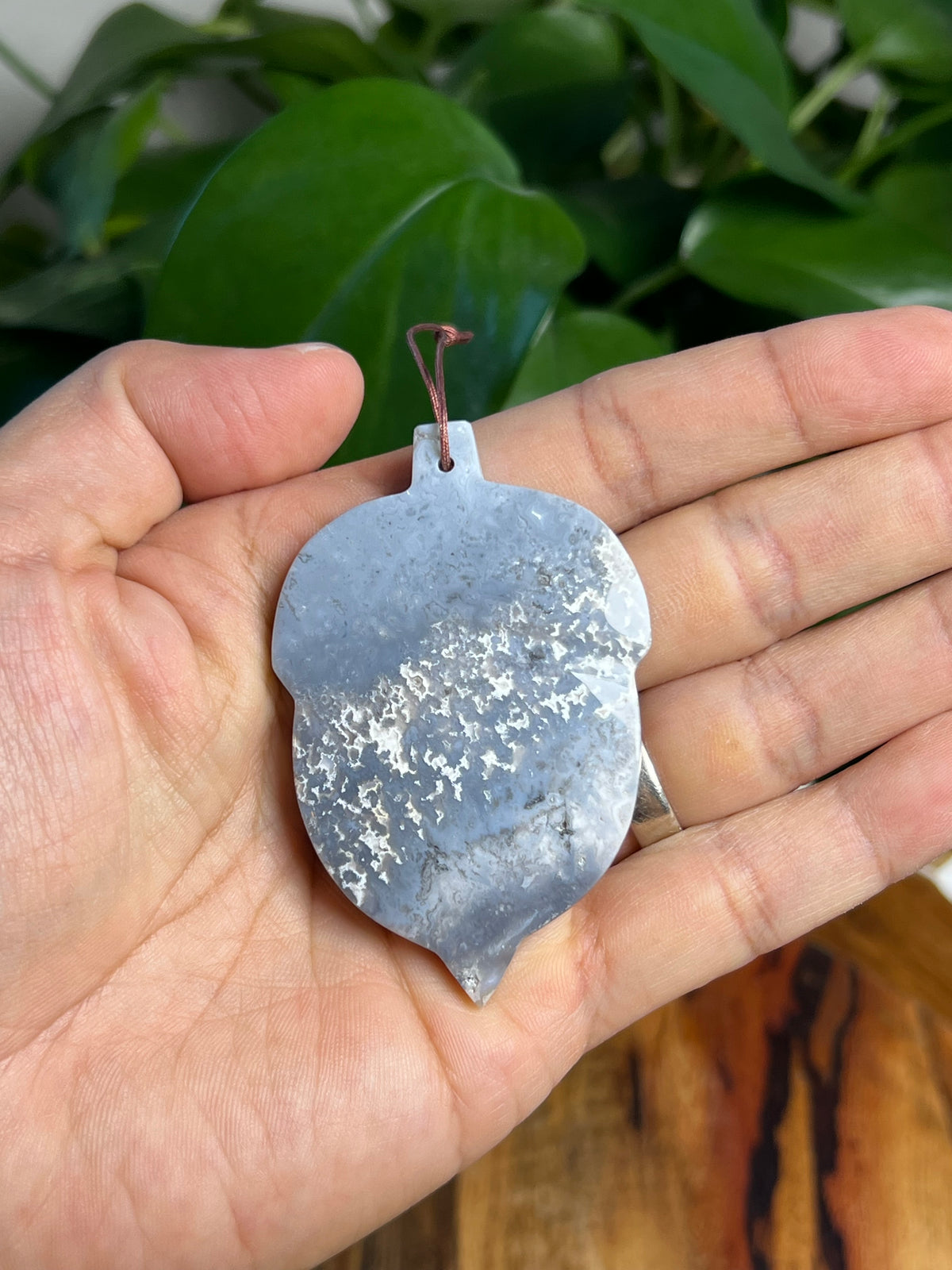Blue Plume Agate Acorn Ornaments