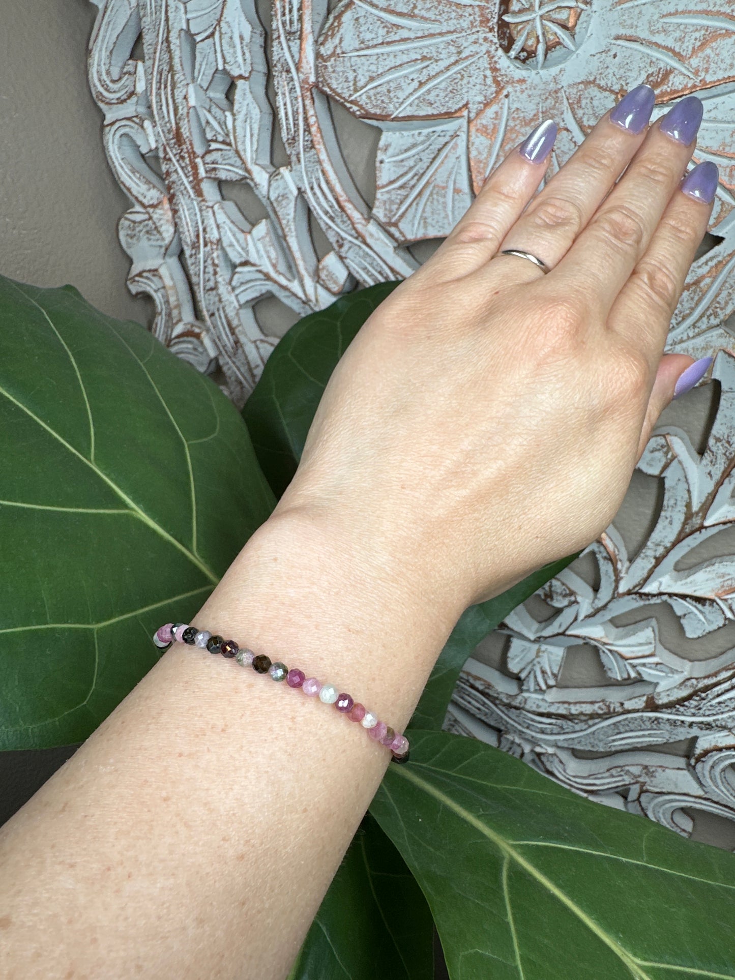 Faceted Watermelon Tourmaline Beaded Bracelet