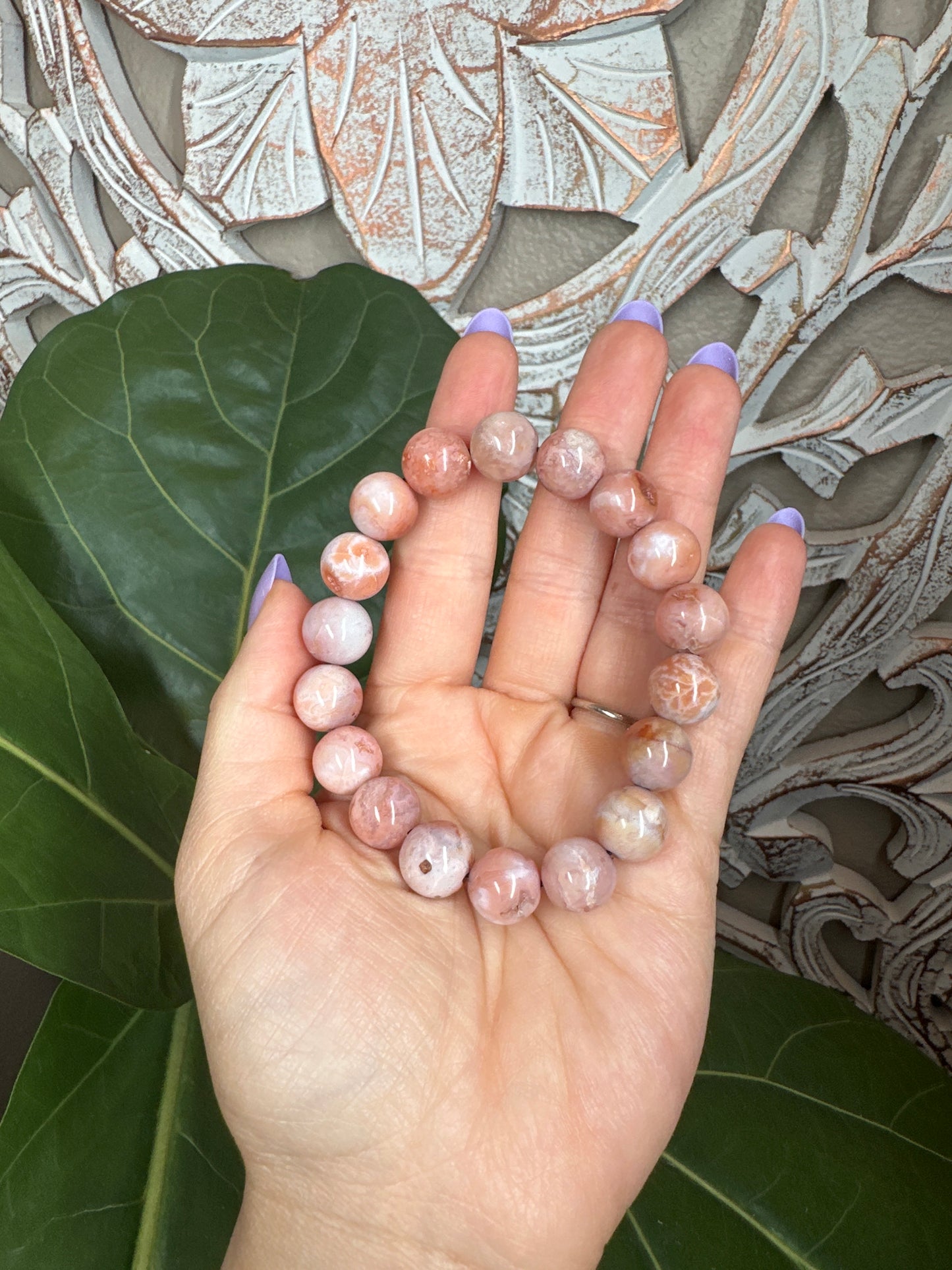 Pink Carnelian Beaded Bracelet (12mm)