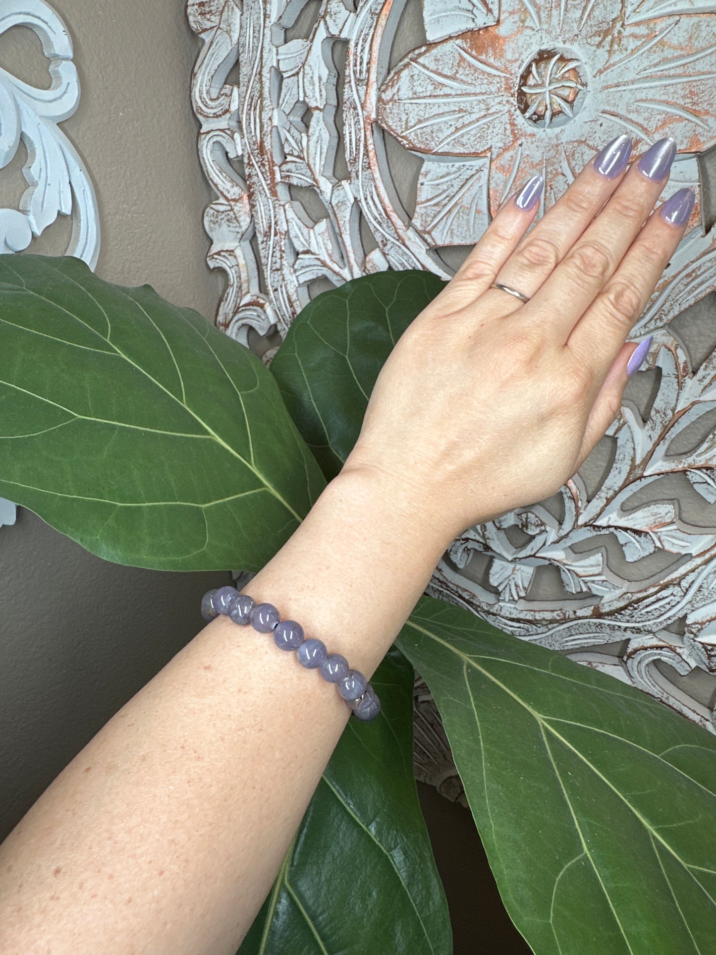 Purple Chalcedony Beaded Bracelet (10mm)