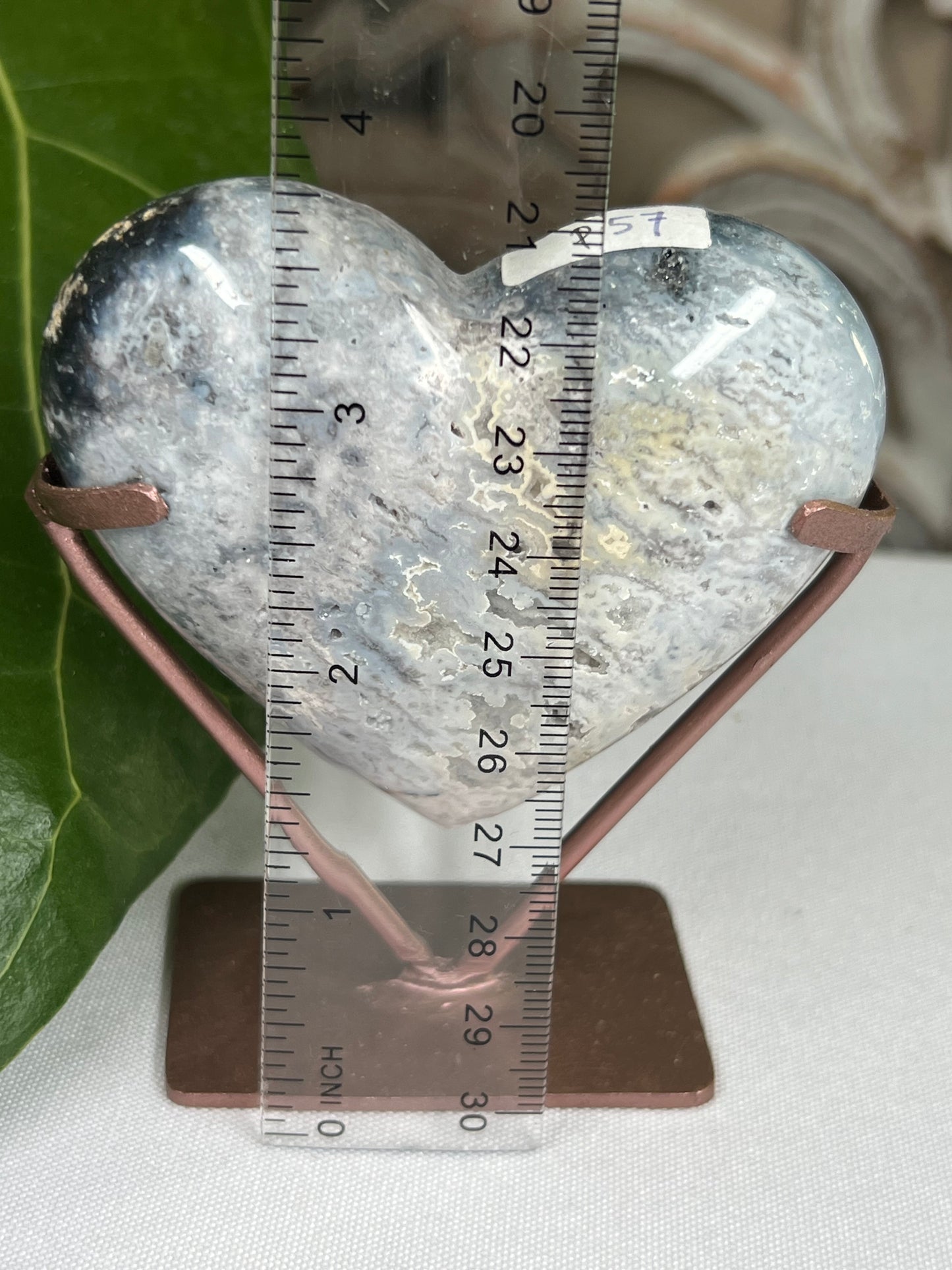 Blue Plume Agate Heart