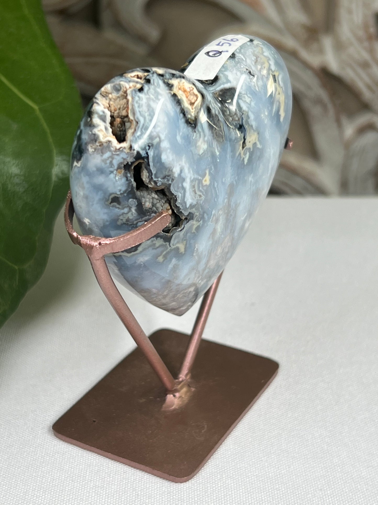 Blue Plume Agate Heart