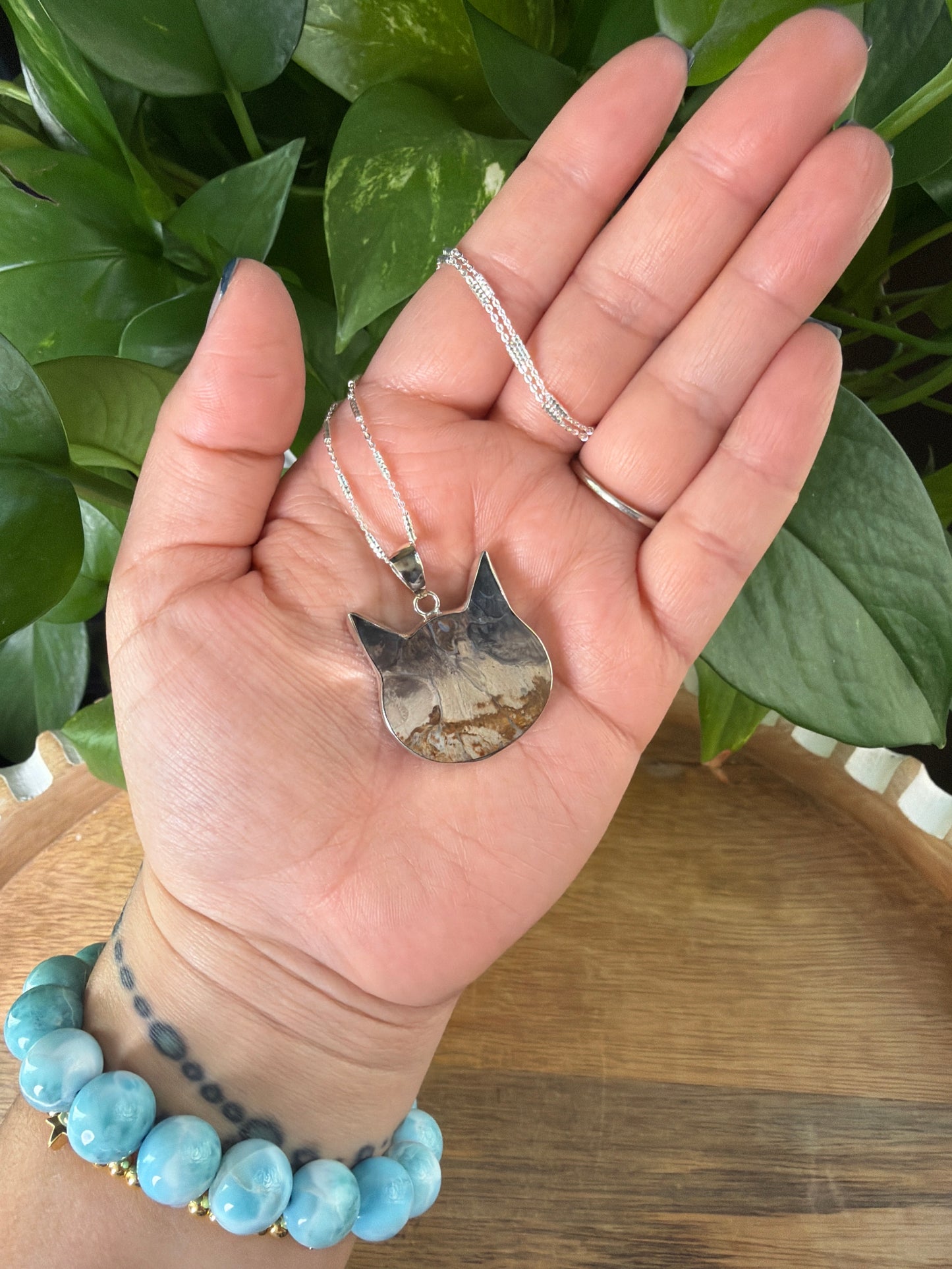 Palm Root Cat Head Pendant