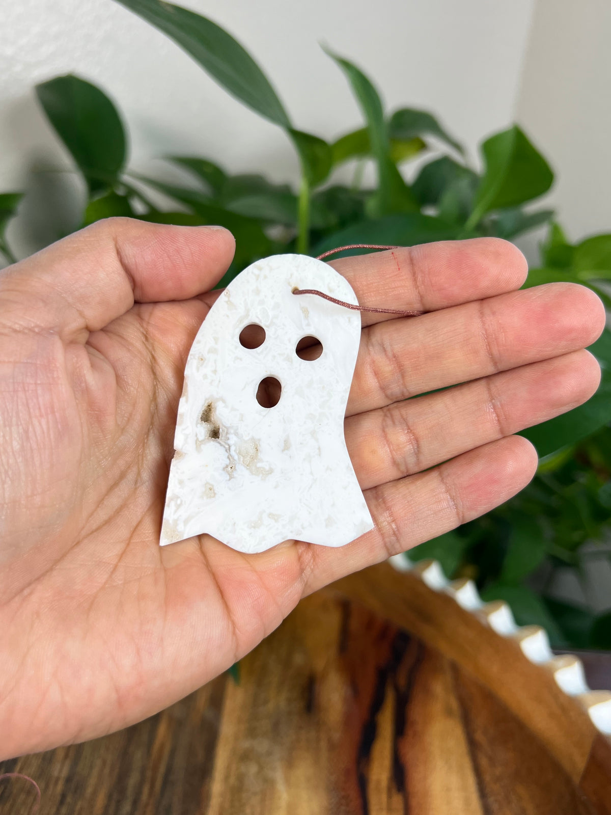White Plume Agate Ghost Ornaments