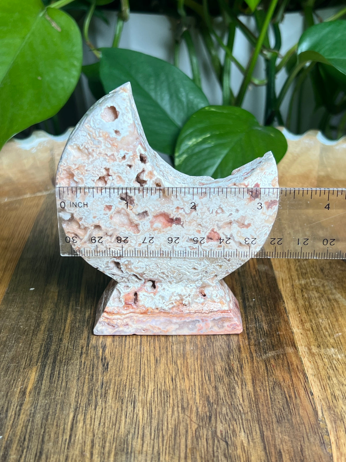 Crazy Lace Agate Self-Standing Moon: T