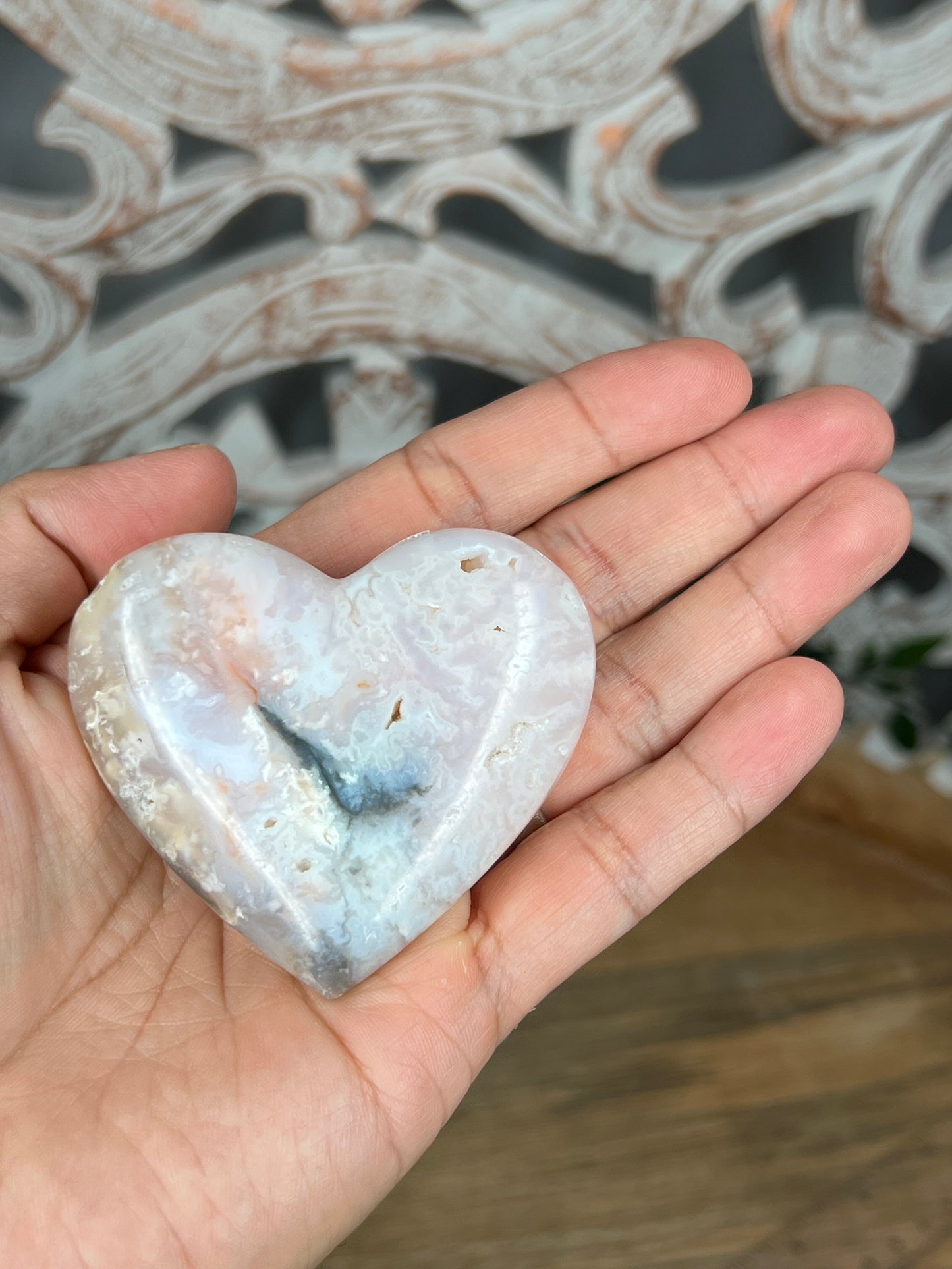 Rainbow Plume Agate Heart