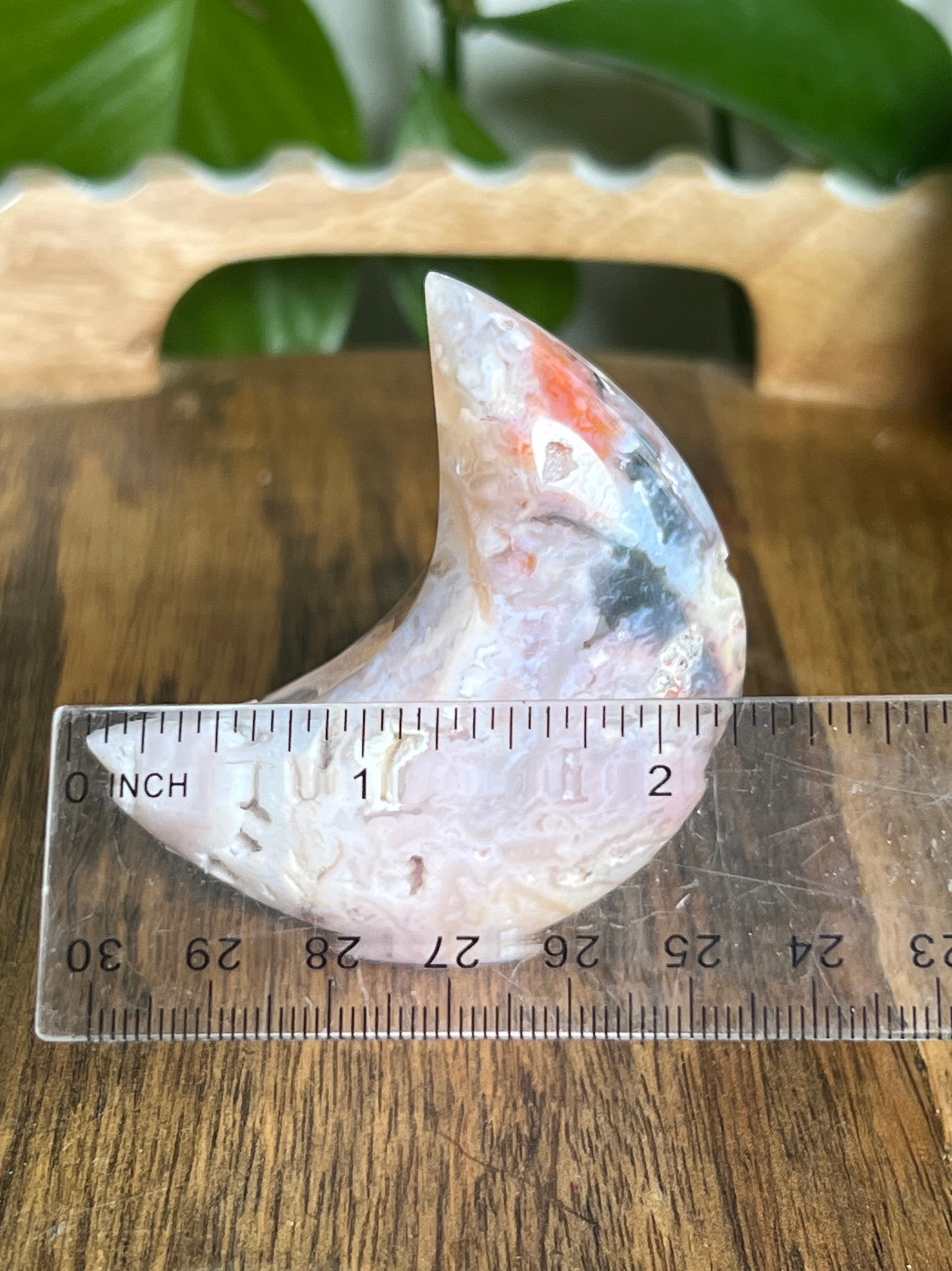 Rainbow Plume Agate Moon H