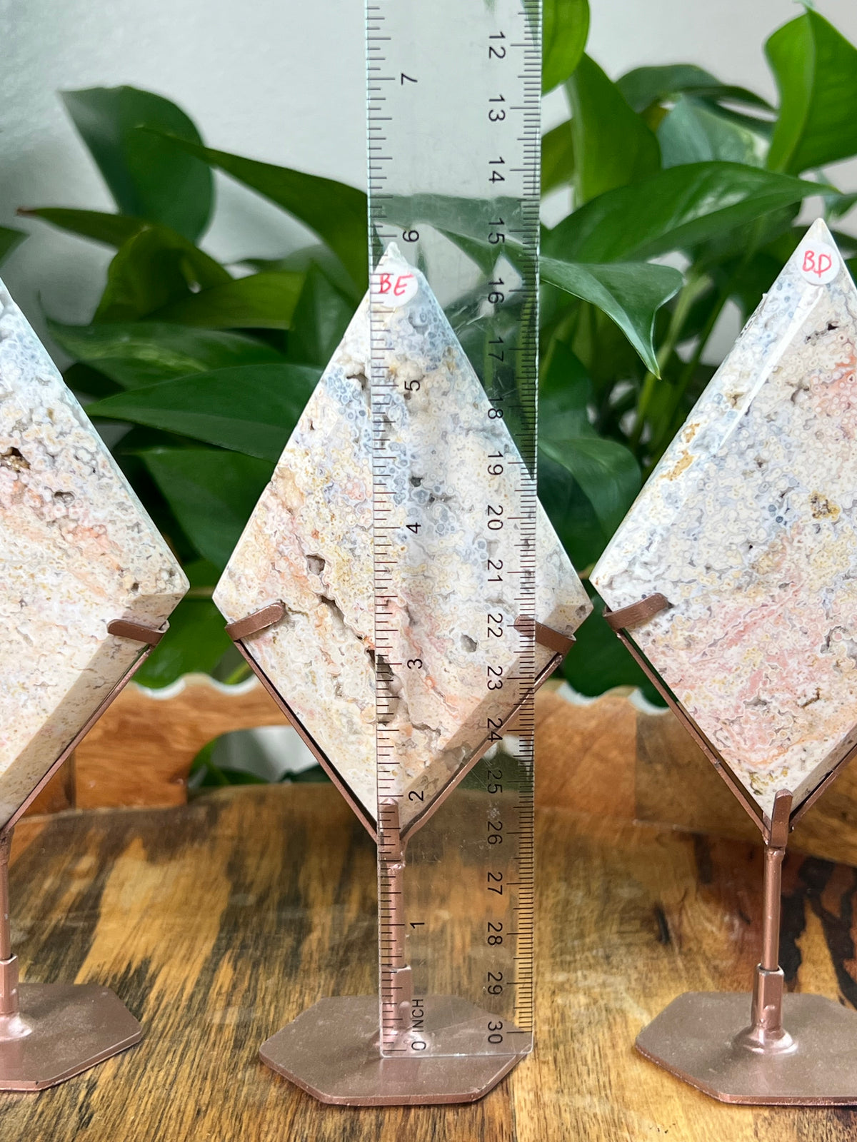 Sea Jasper On Metal Stand Diamonds