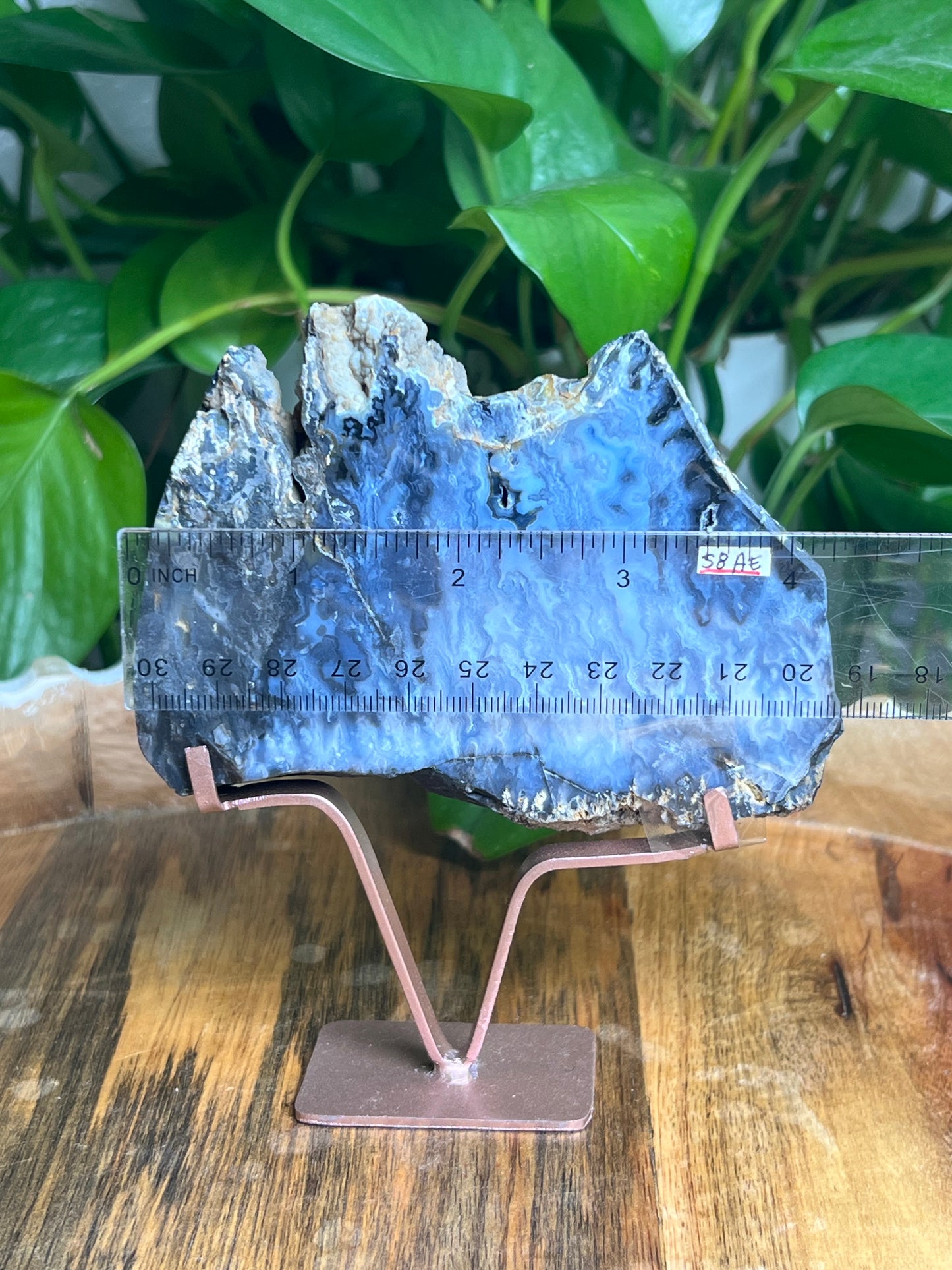 Blue Plume Agate Slab: AE
