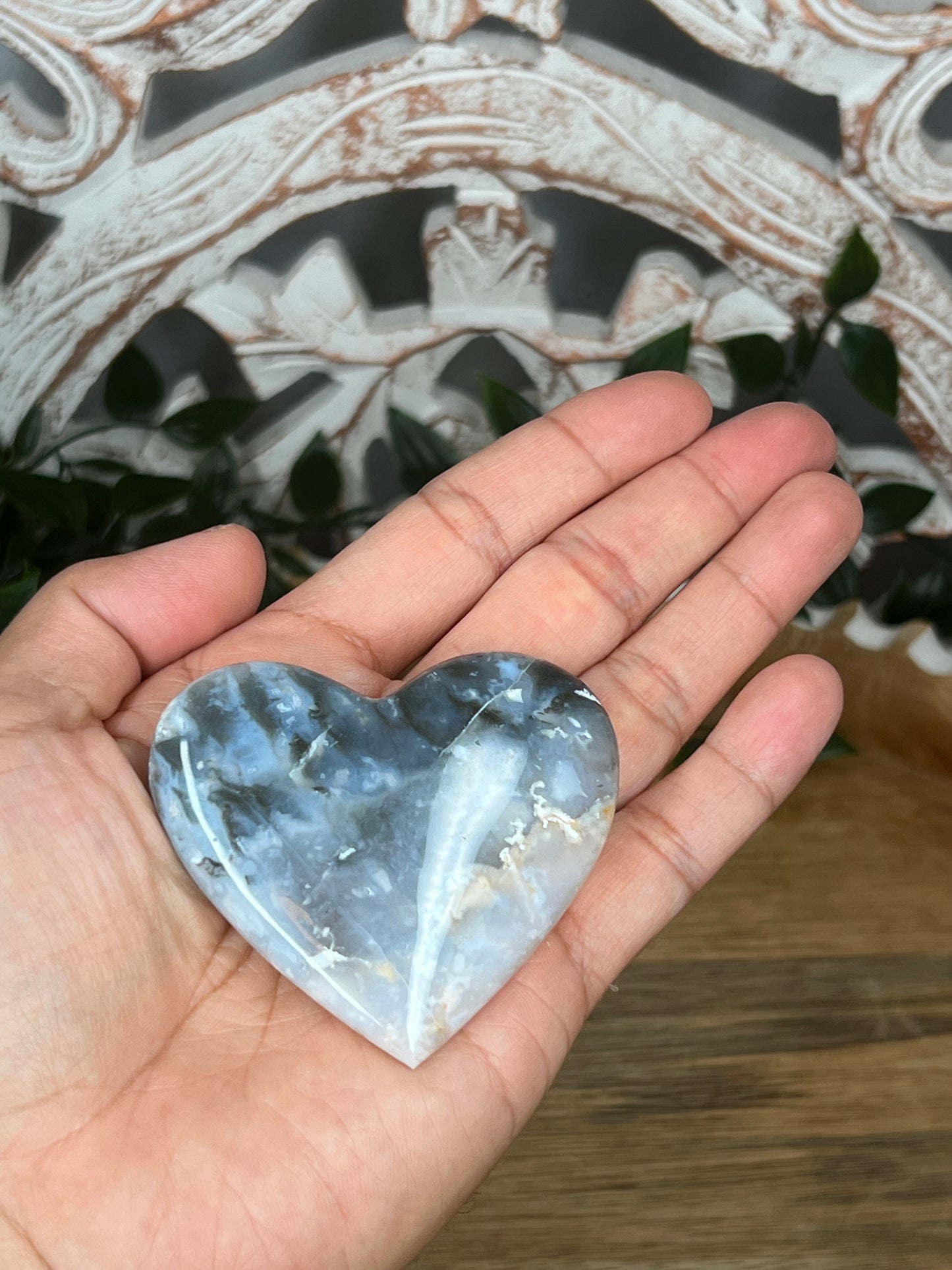 Rainbow Plume Agate Heart