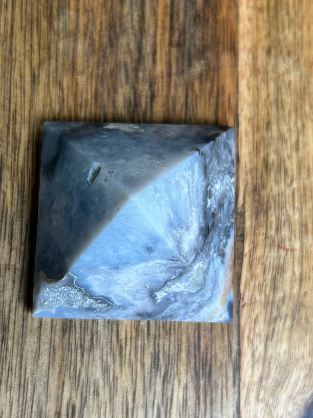Blue Plume Agate Pyramid: PA