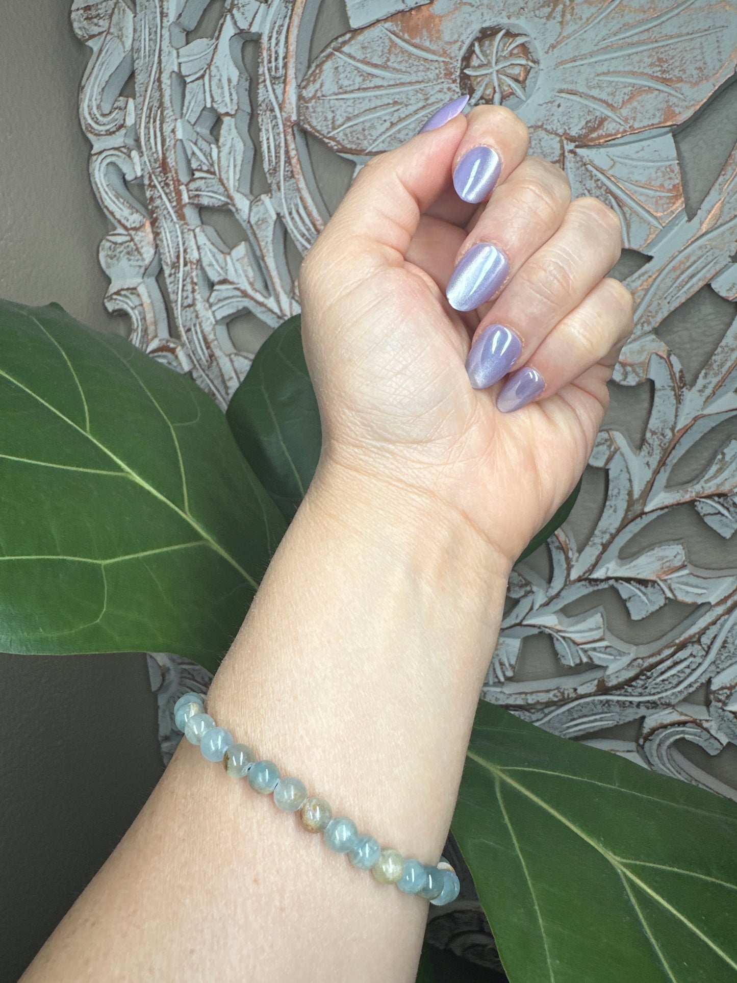 Aquatine Lemurian Calcite Beaded Bracelet