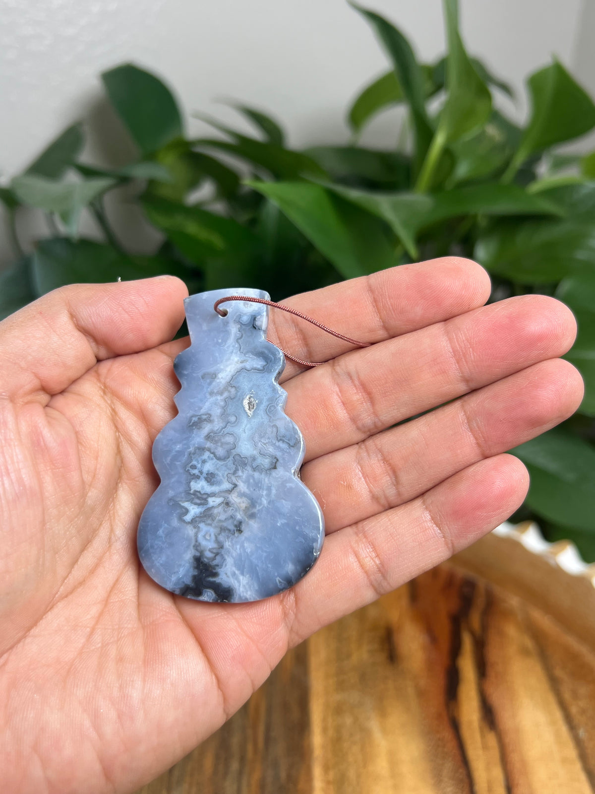 Blue Plume Agate Ornament Snowman: BM