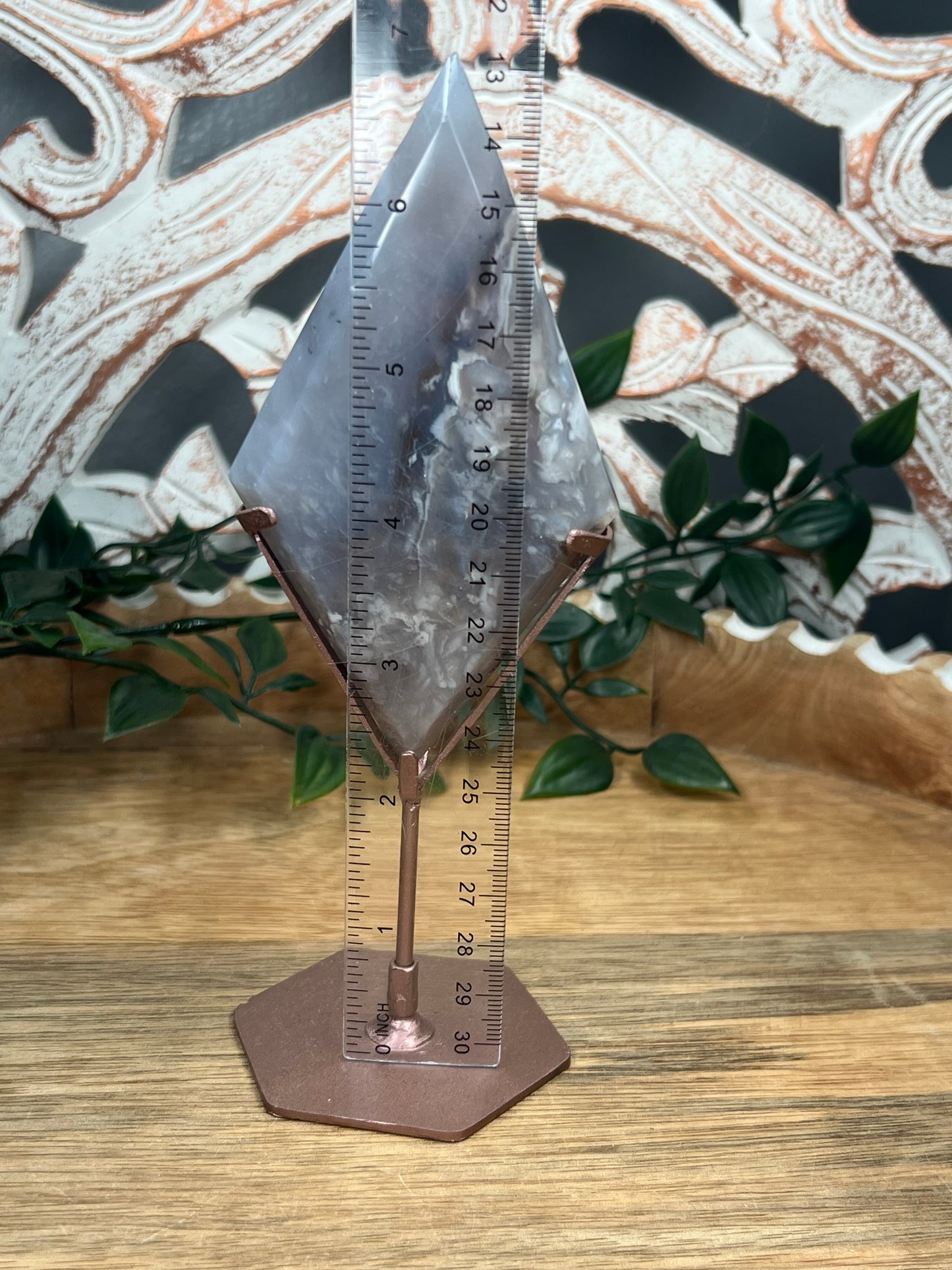 Blue Grey Lace Agate Diamond