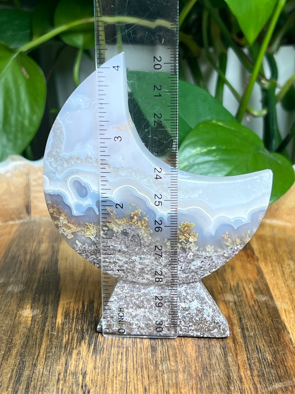 Scenic Moss Agate Self-Standing Moon: RE