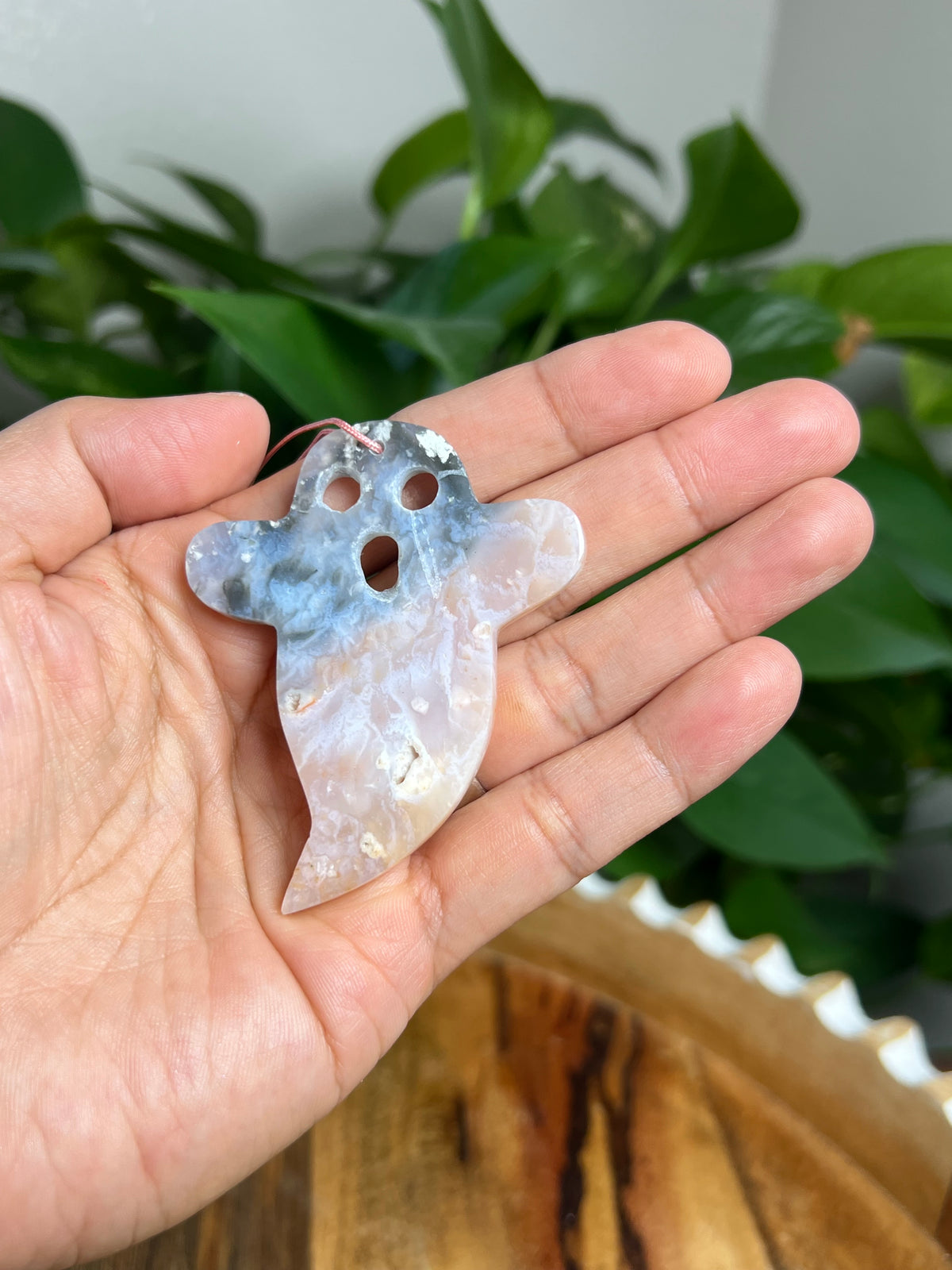 Rainbow Plume Agate Ornament Ghost: YE