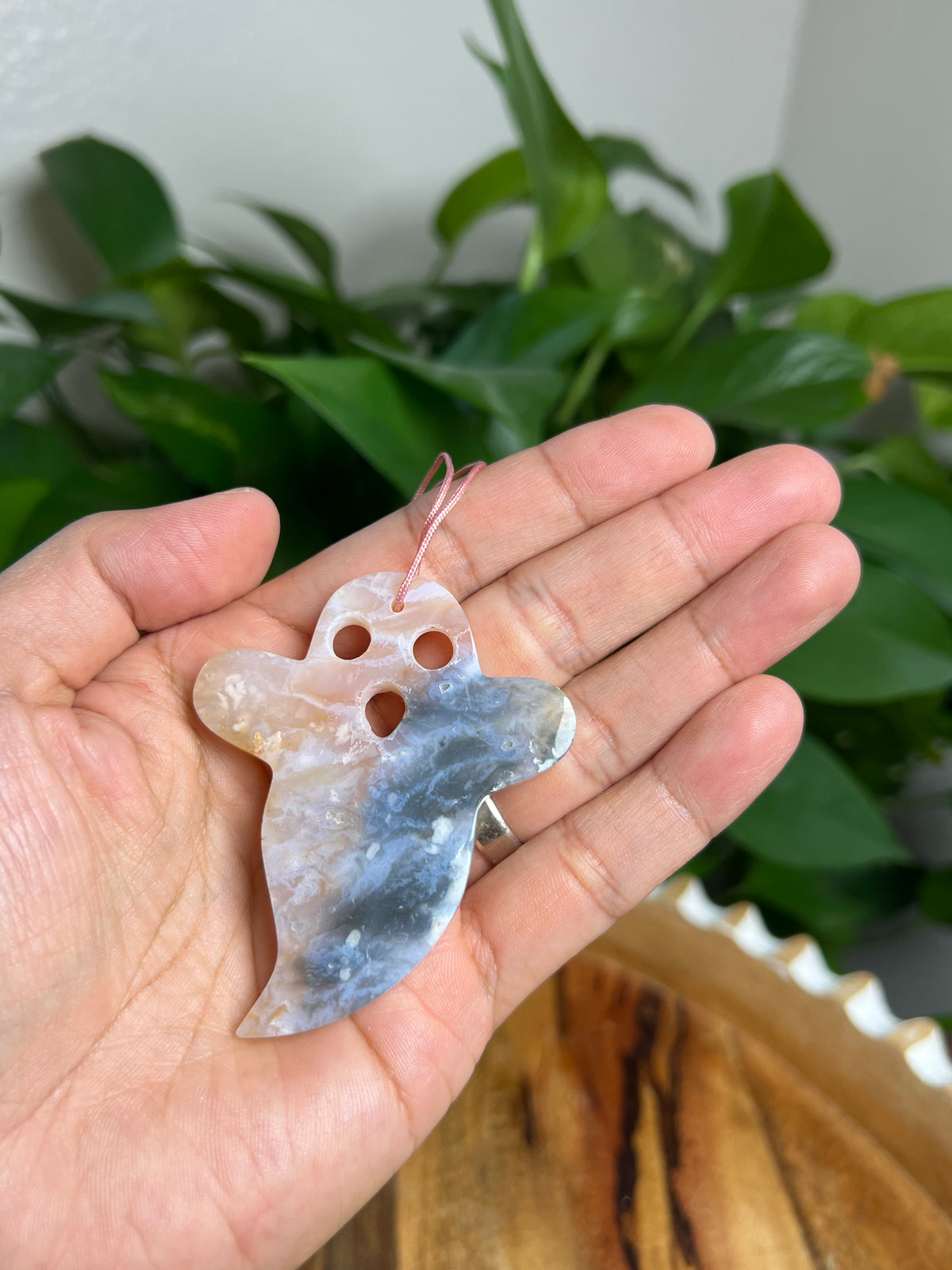 Rainbow Plume Agate Ornament Ghost: YF
