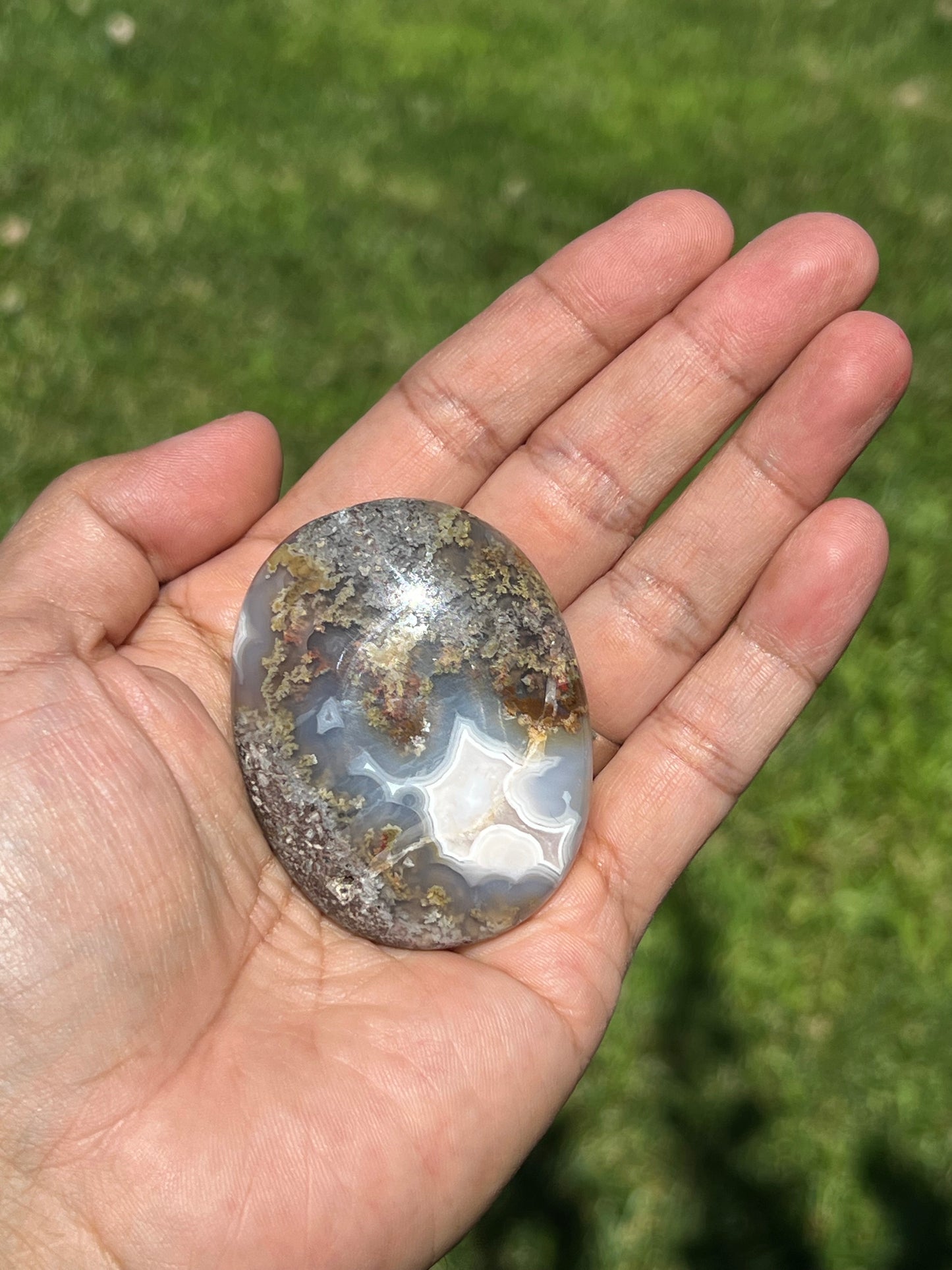 Scenic Moss Agate Palmstone BX