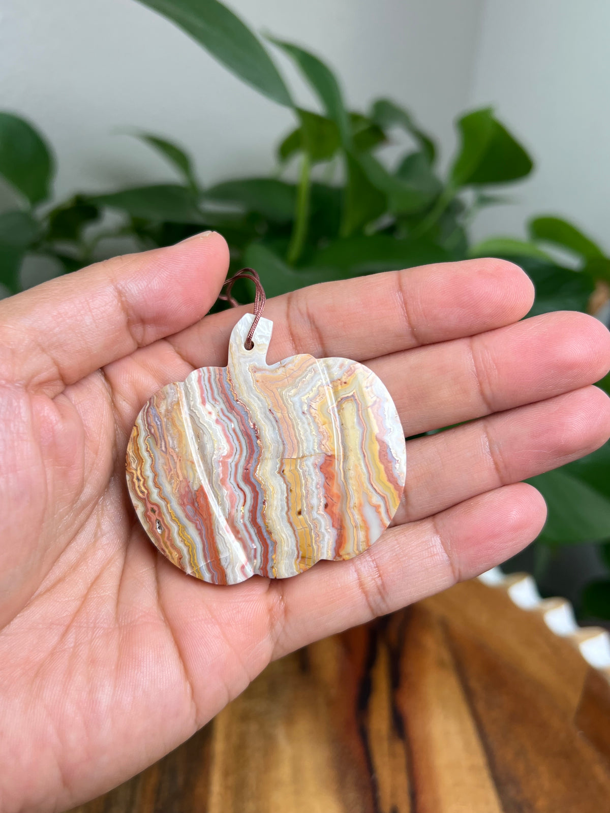 Crazy Lace Agate Ornament Pumpkin: PS