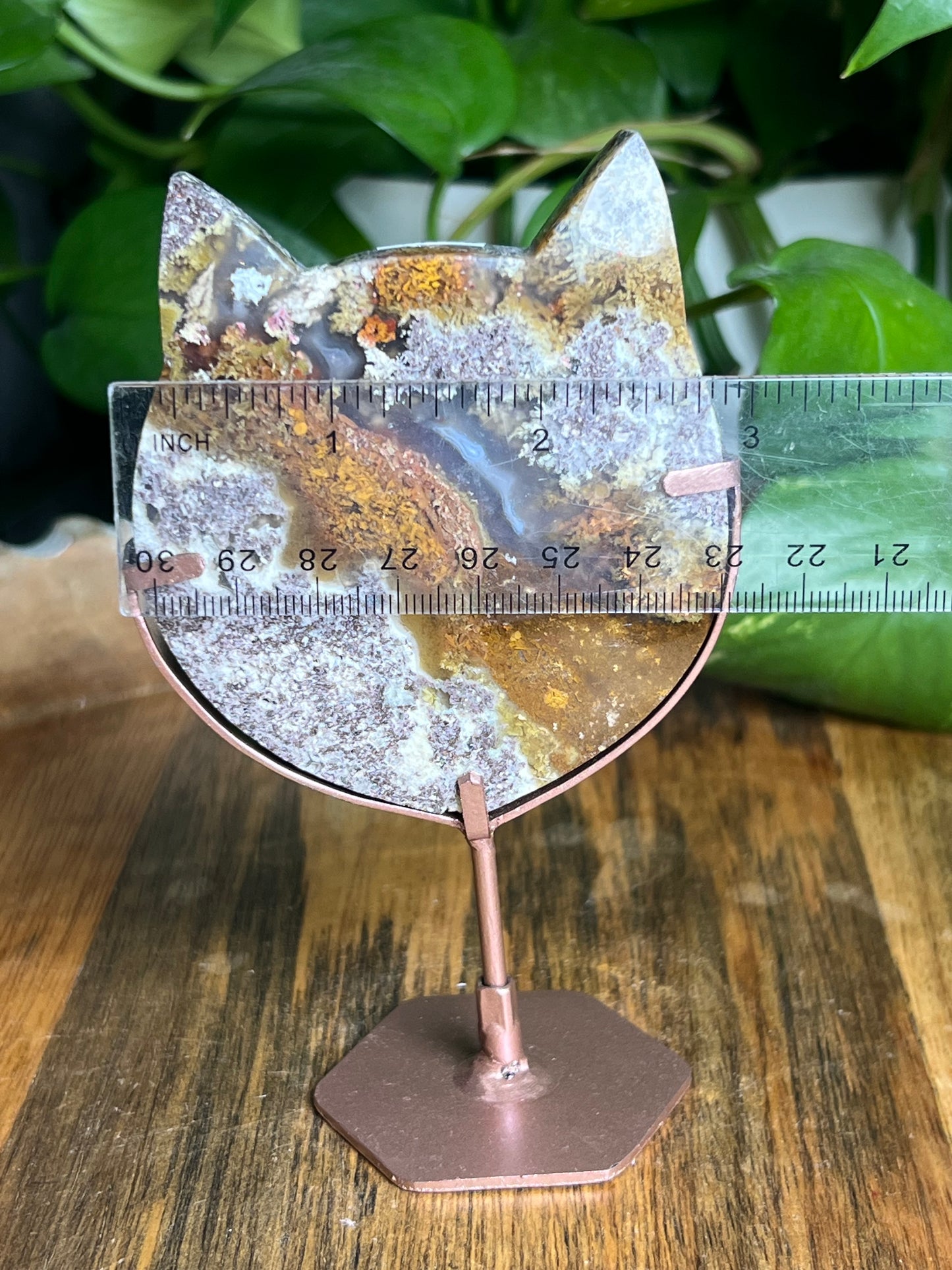 Scenic Moss Agate Cat Head