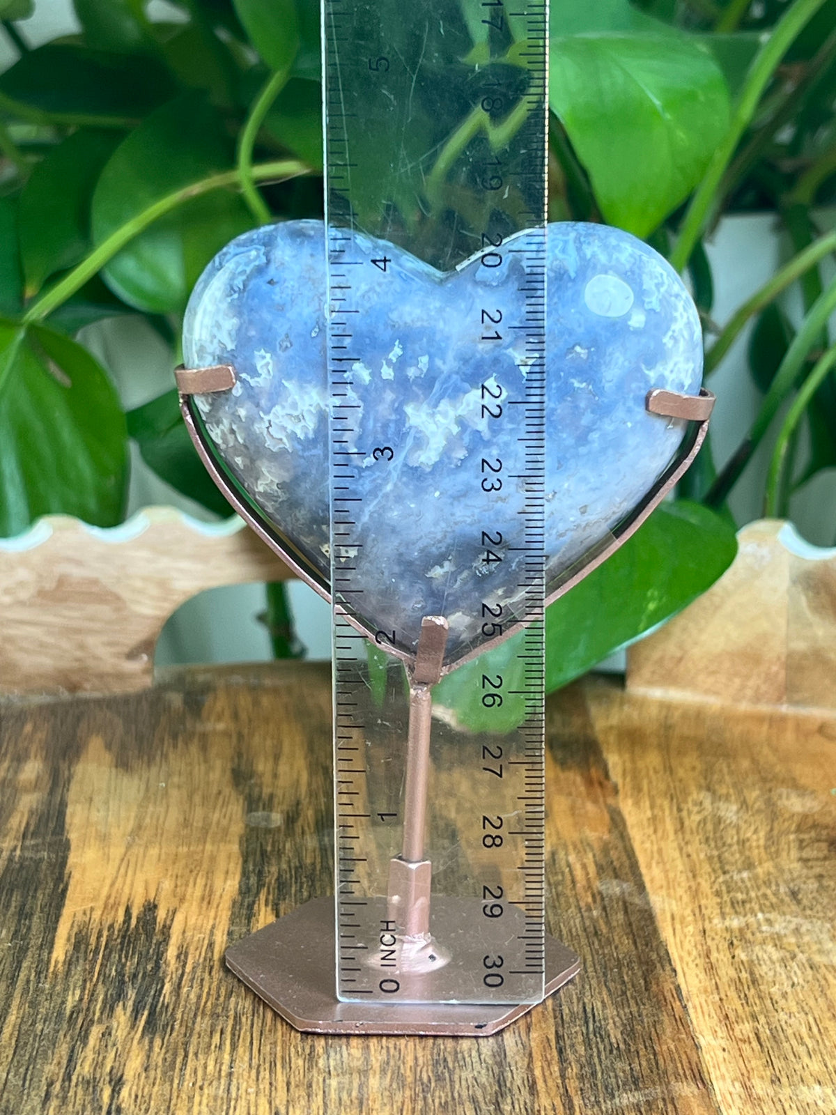 Blue Plume Agate Heart: NS