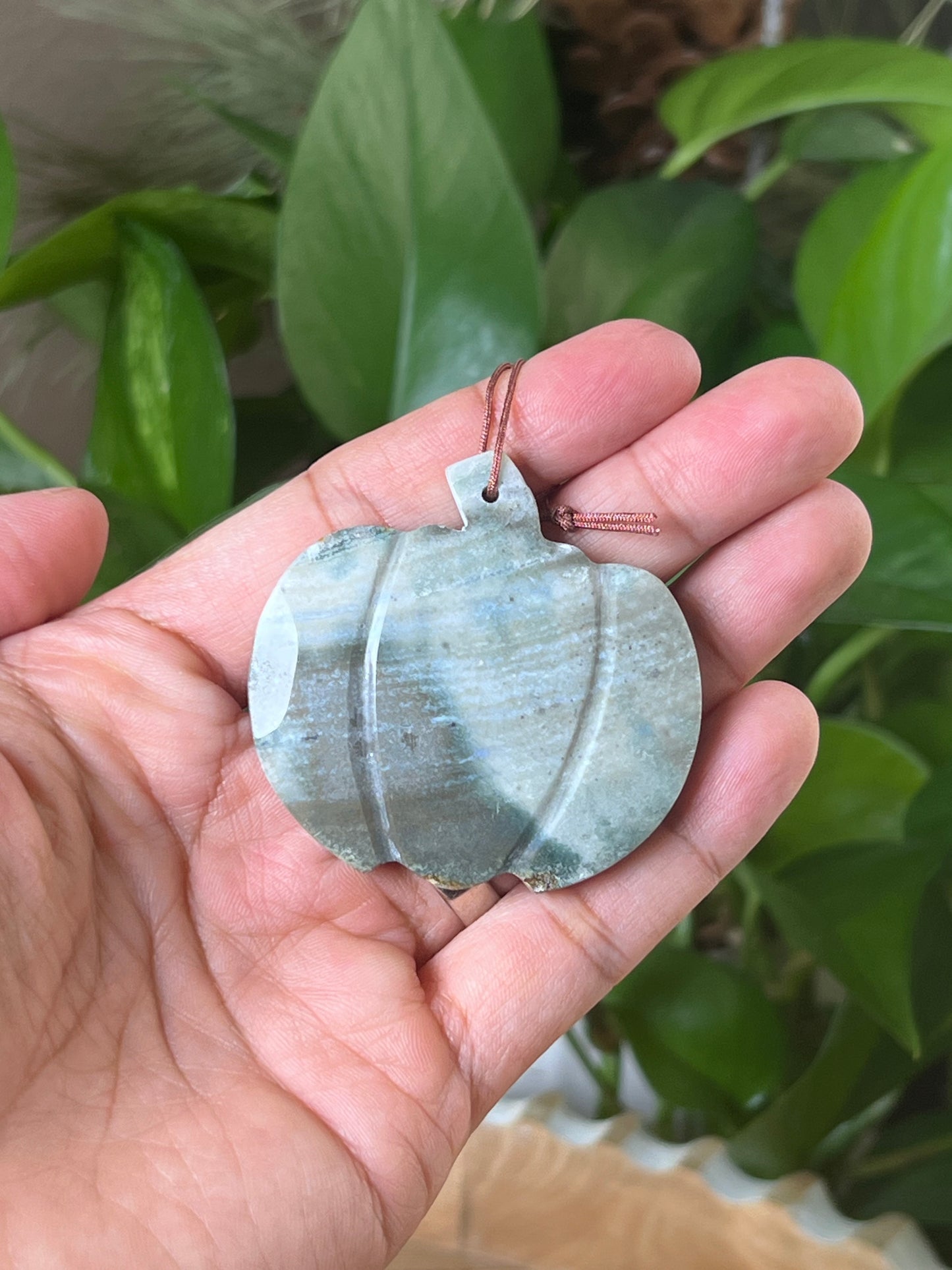 Blue Green Jasper Pumpin Ornament