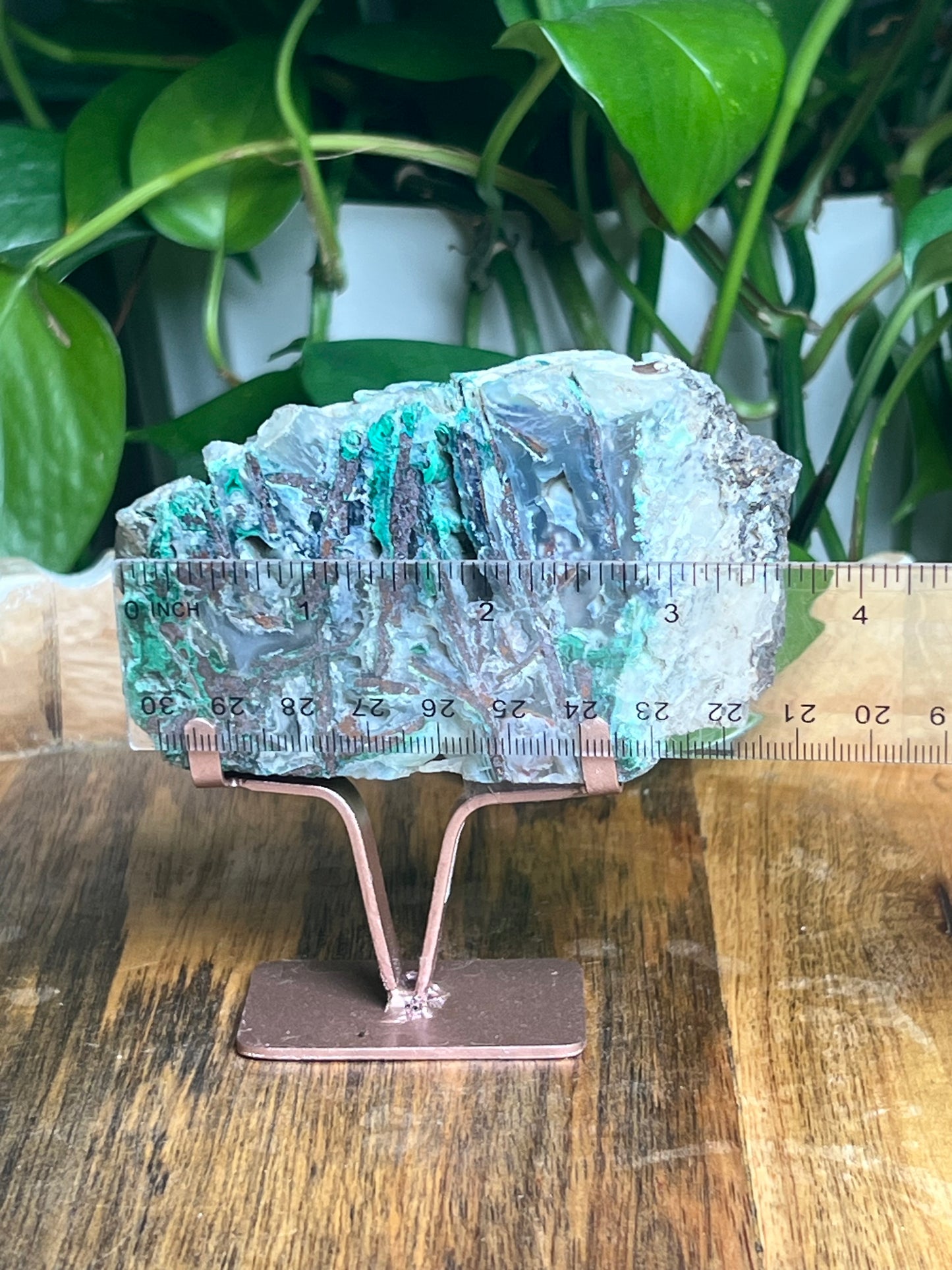 Copper In Malachite Chrysocolla and Chalcedony Slab: N
