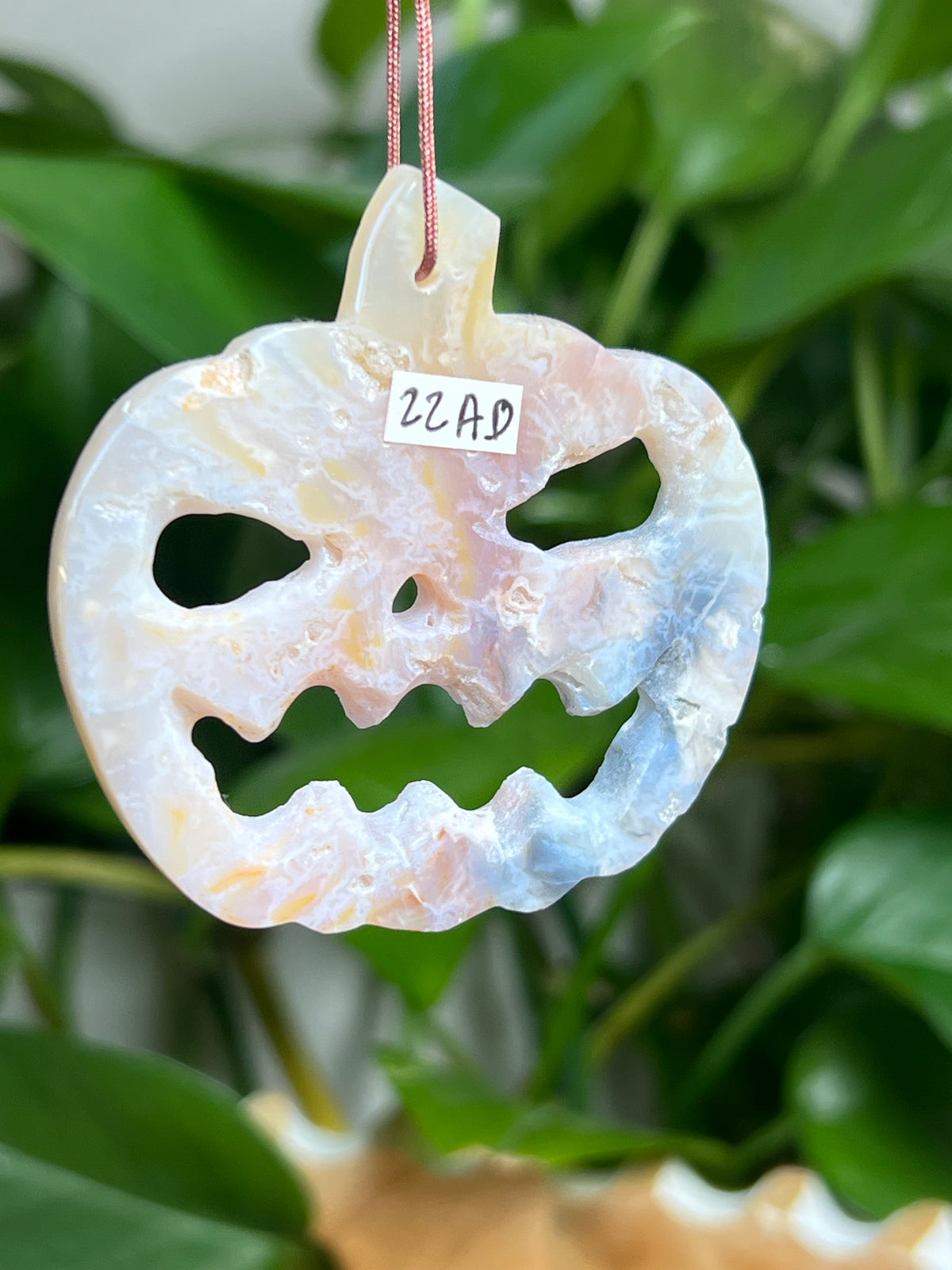Rainbow Plume Agate Ornament Pumpkin: AD