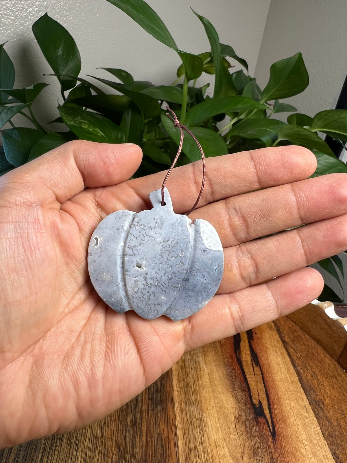 Blue Plume Agate Pumpkin Ornaments
