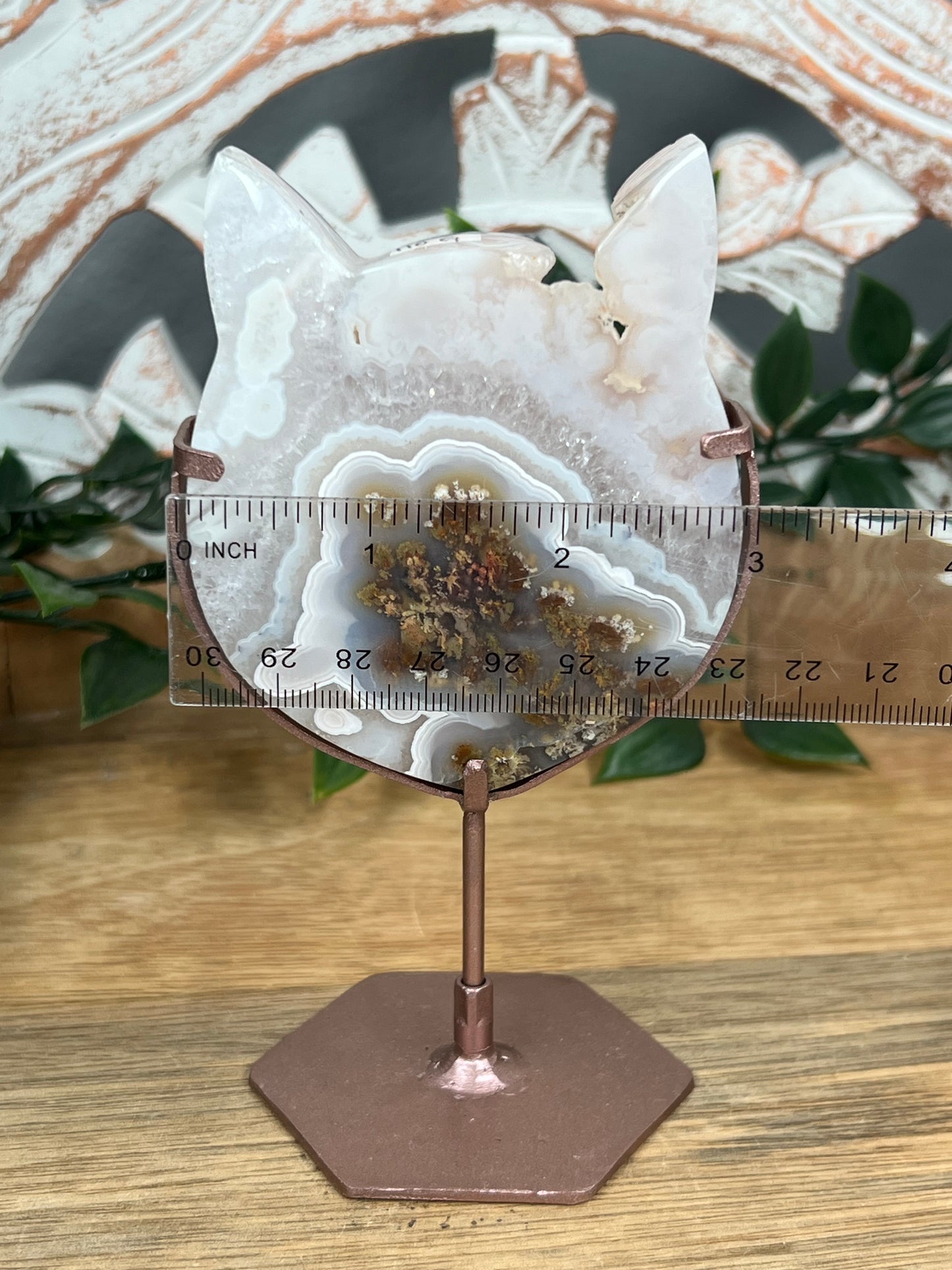 Scenic Moss Agate Cat Head