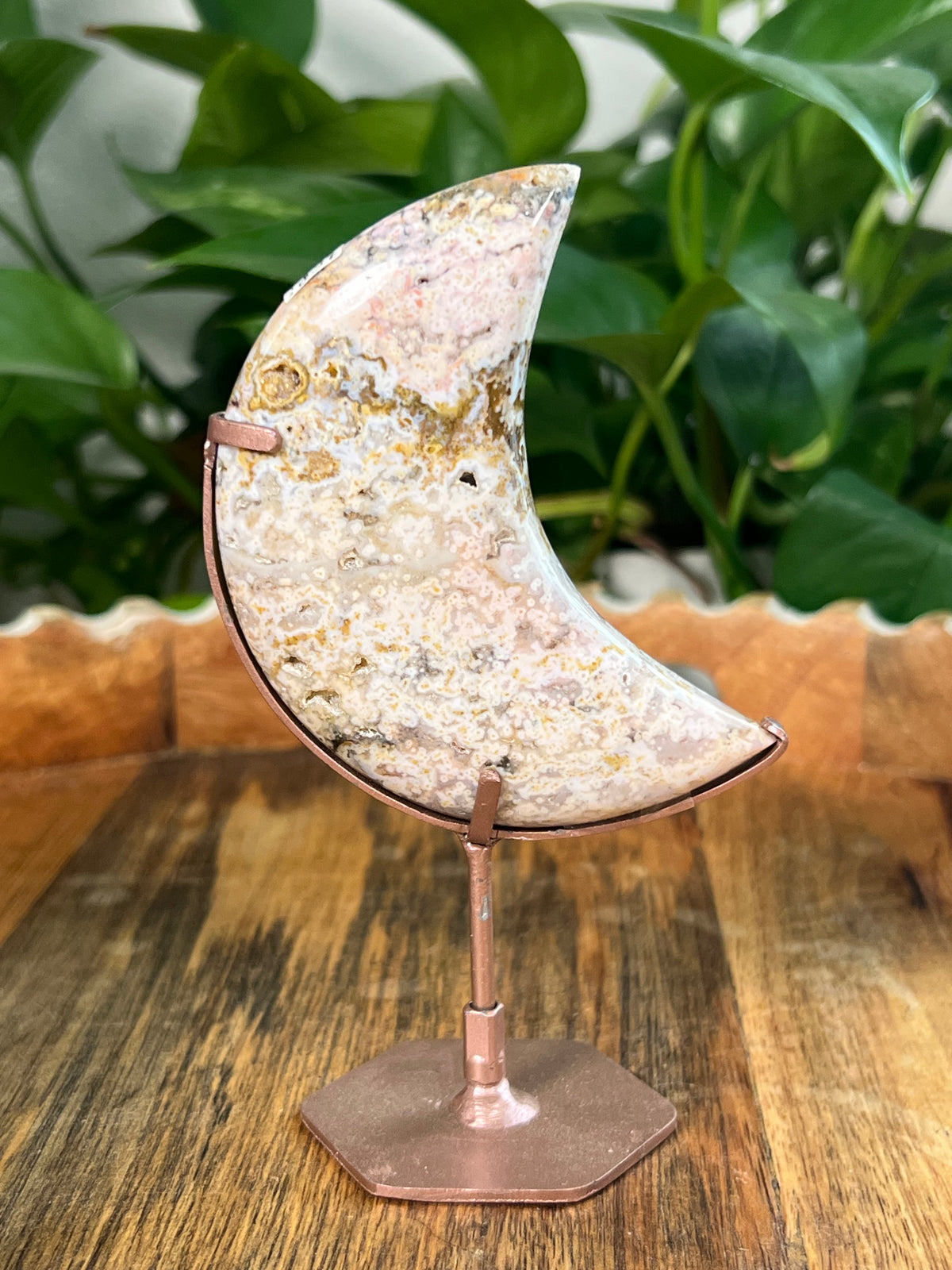 Sea Jasper On Metal Stand Puffy Moon: Pi
