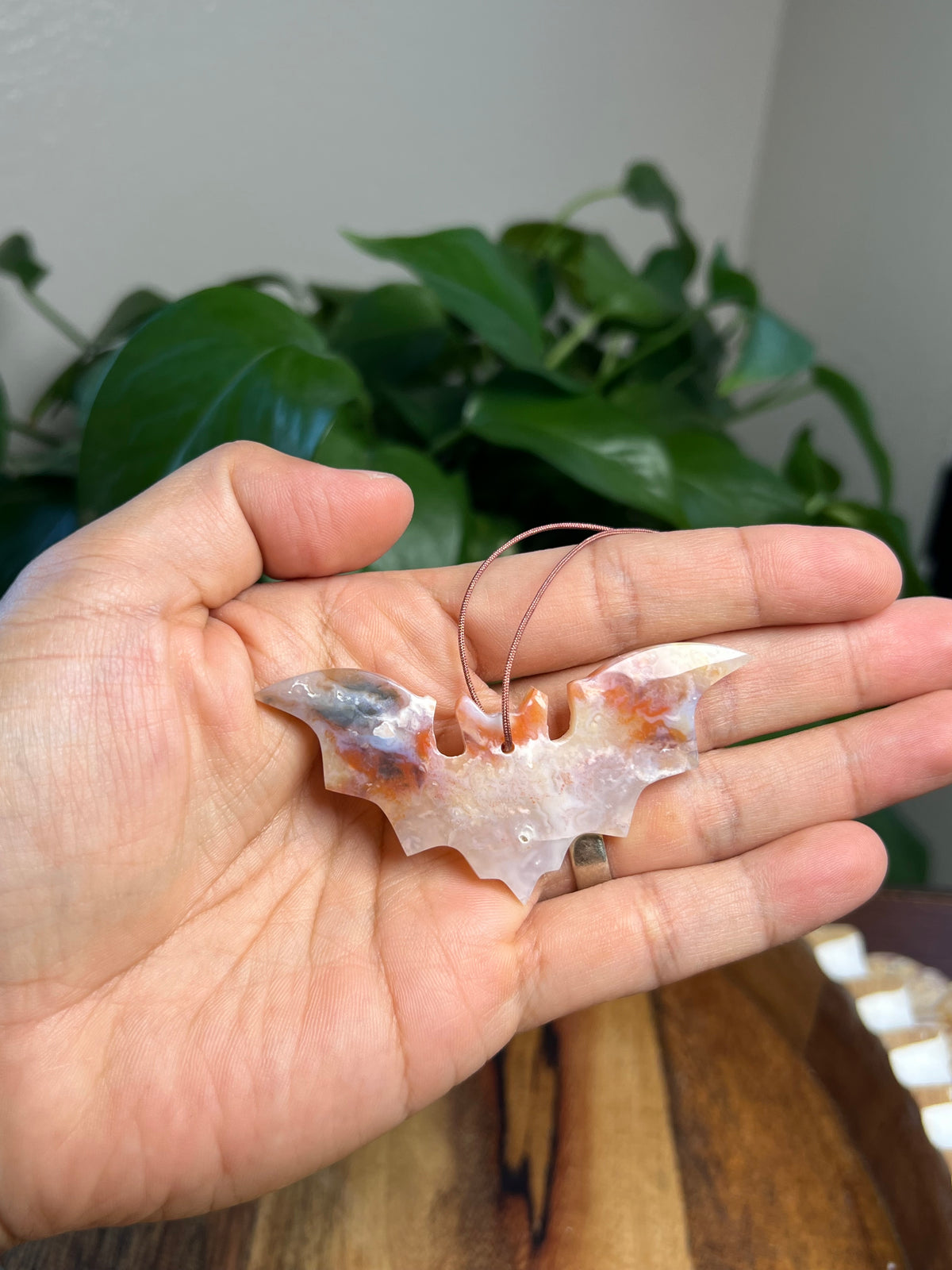 Rainbow Plume Agate Bat Ornaments