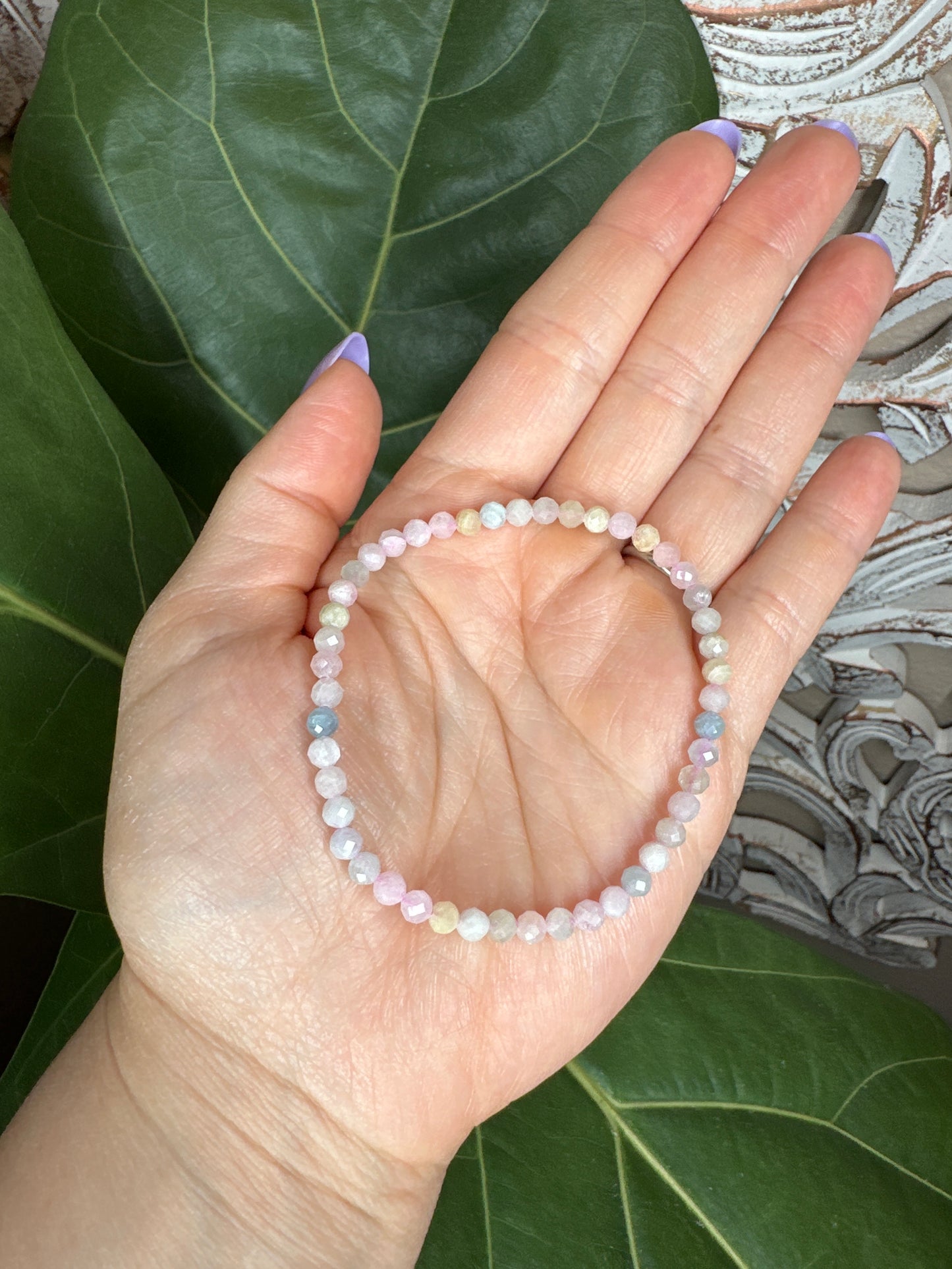 Faceted Morganite Beaded Bracelet (6mm)