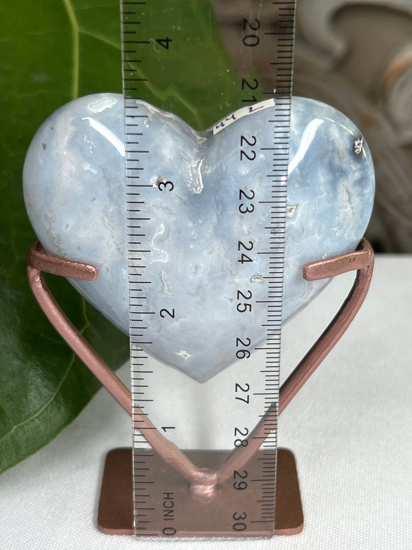 Blue Plume Agate Heart