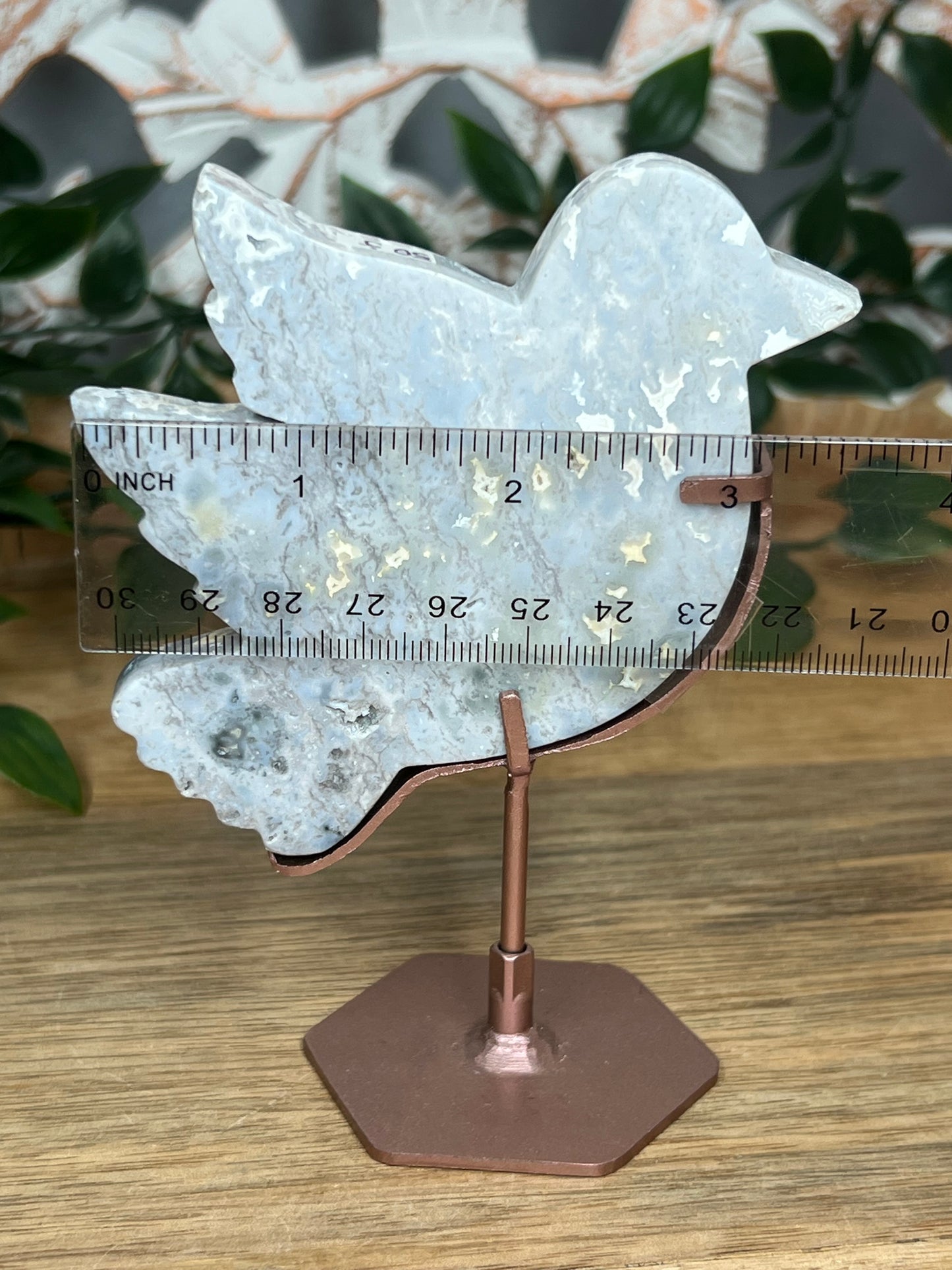 Blue Plume Agate Bird