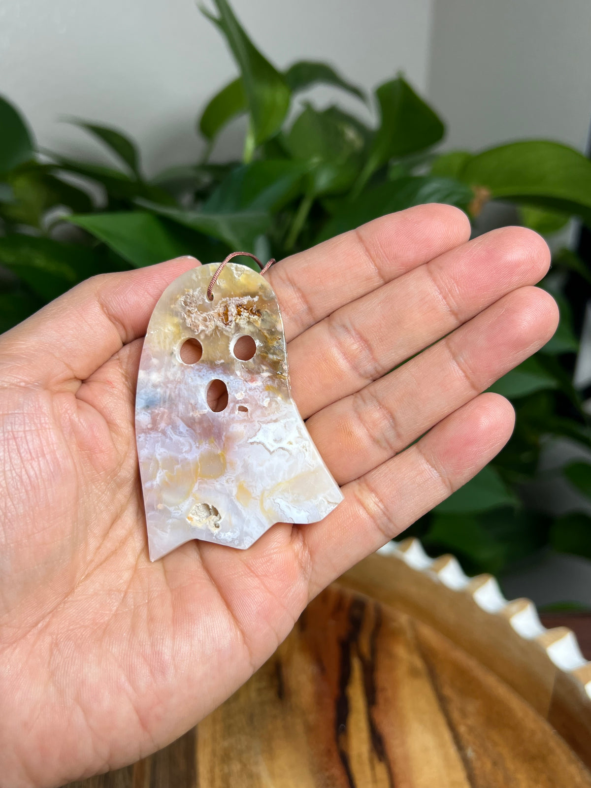 Rainbow Plume Agate Ornament Ghost: KG