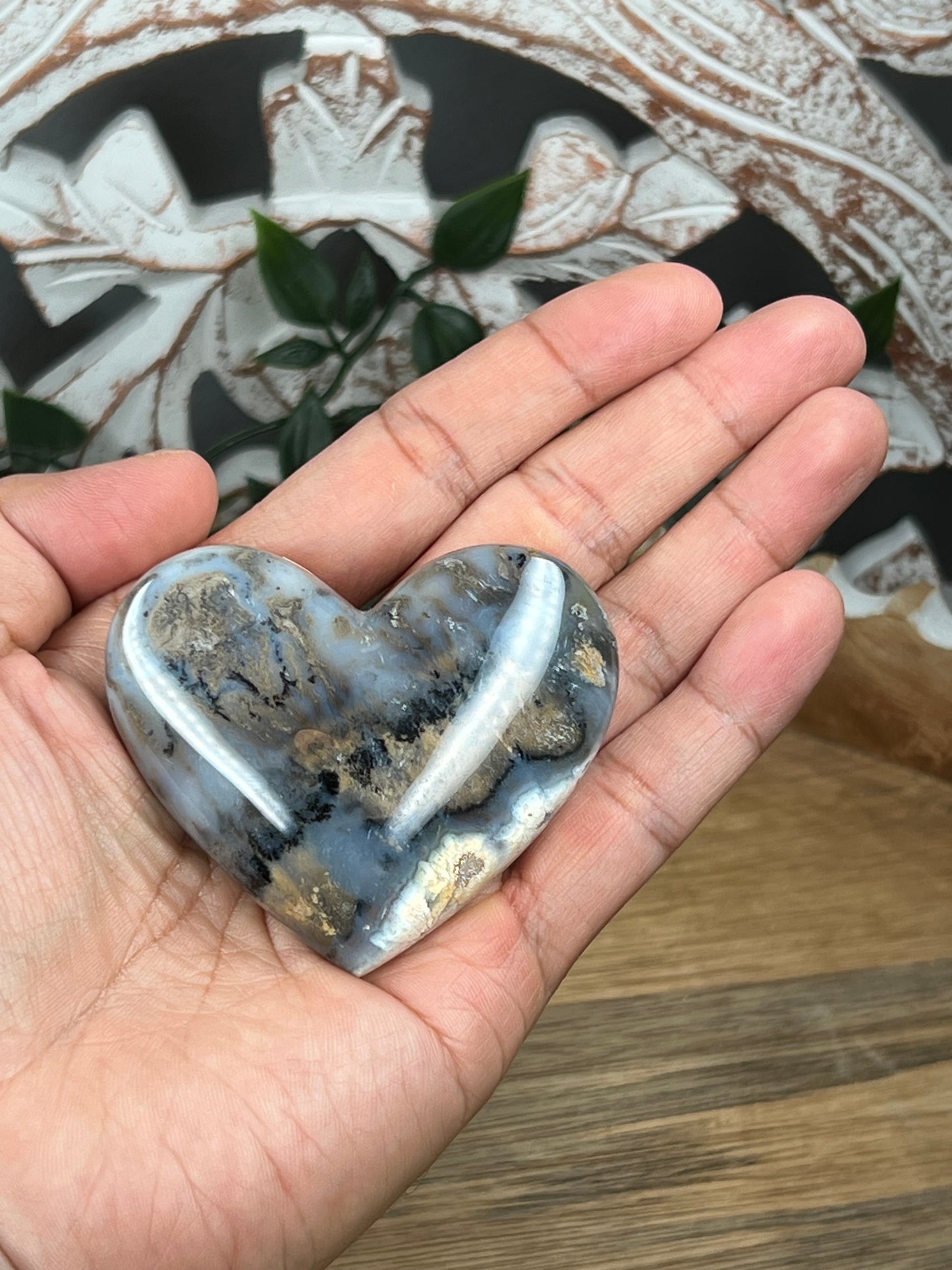 Dendritic Tiger Agate Heart