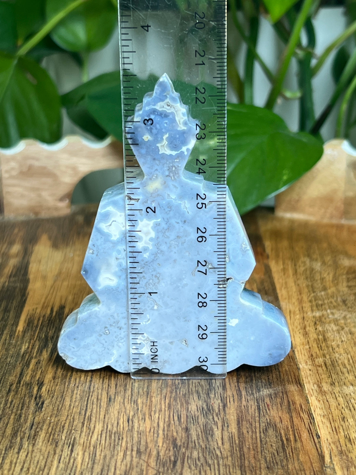 Blue Plume Agate Buddha: C