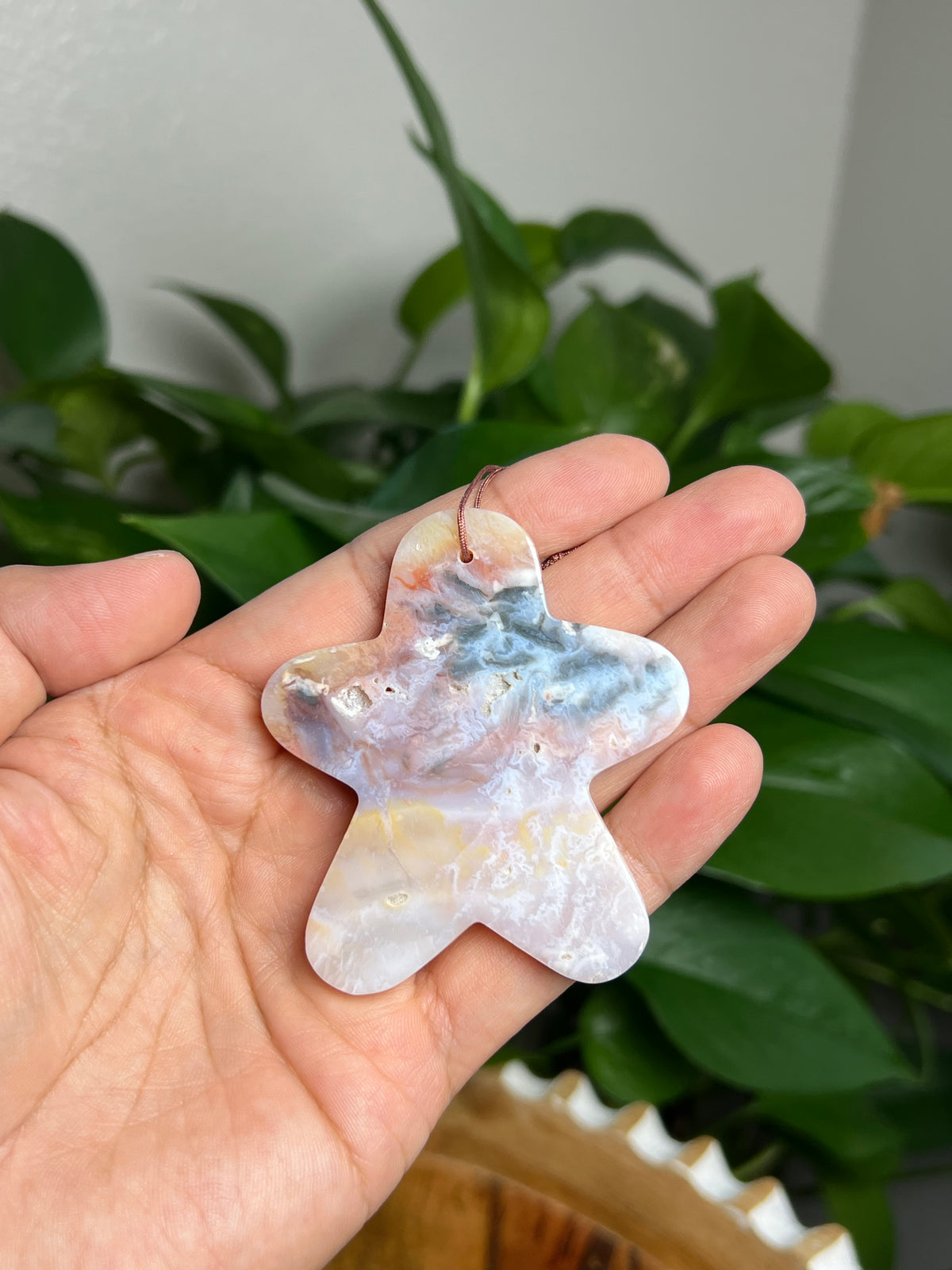 Rainbow Plume Agate Ornament Gingerbread: AK