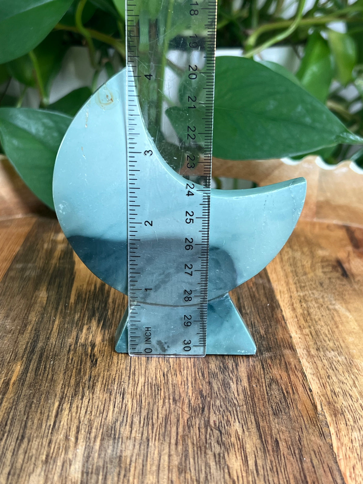 Blue Green Jasper Self-Standing Moon: AC