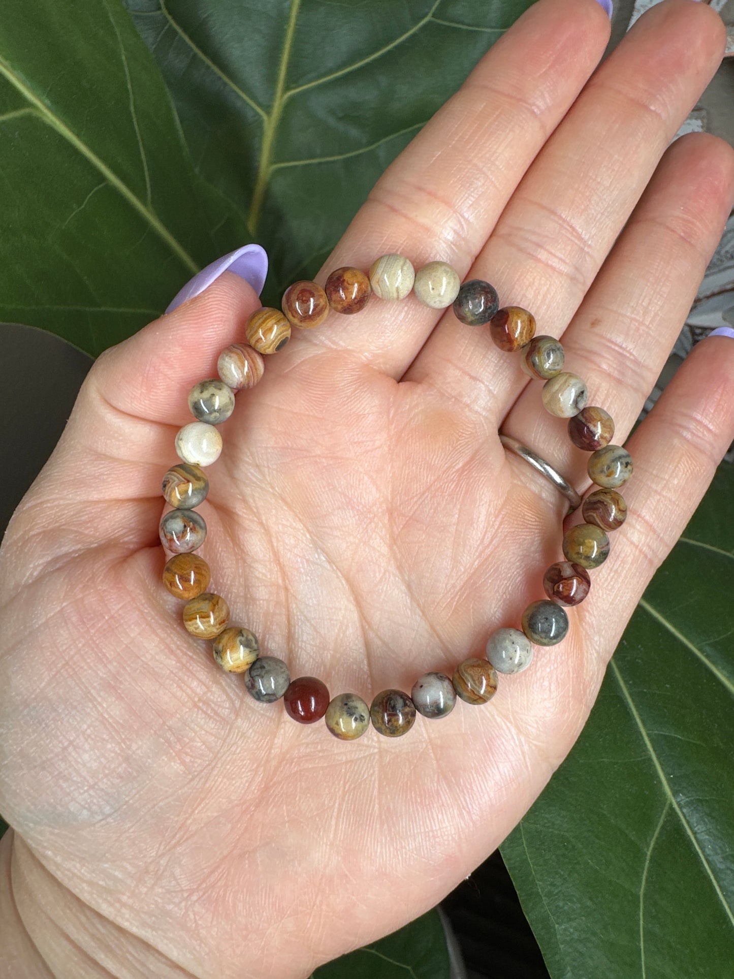 Mexican Crazy Lace Agate Beaded Bracelet