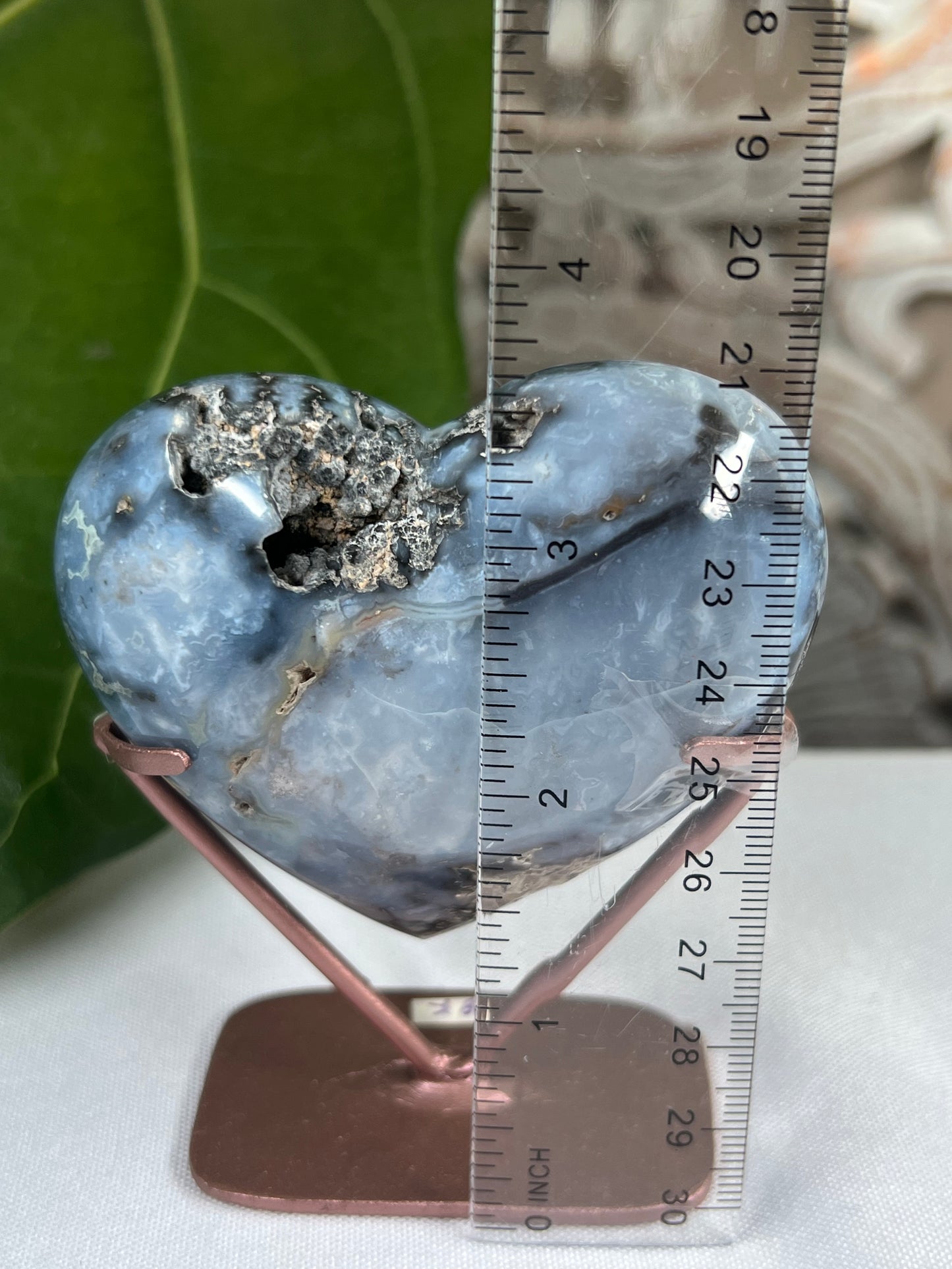Blue plume Agate heart